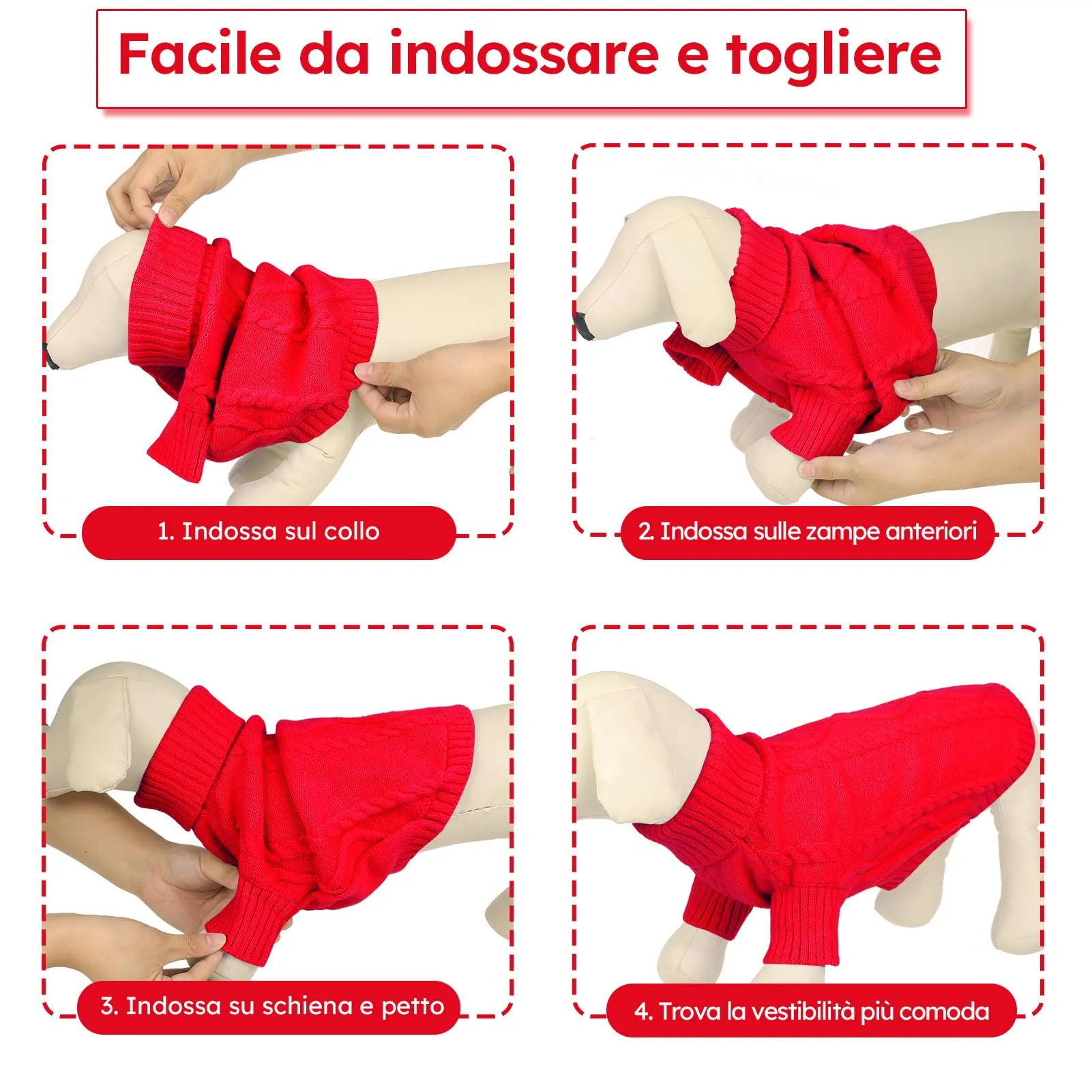 Queenmore Maglione Natale per Cani, Taglia M, Rosso - immagine 5