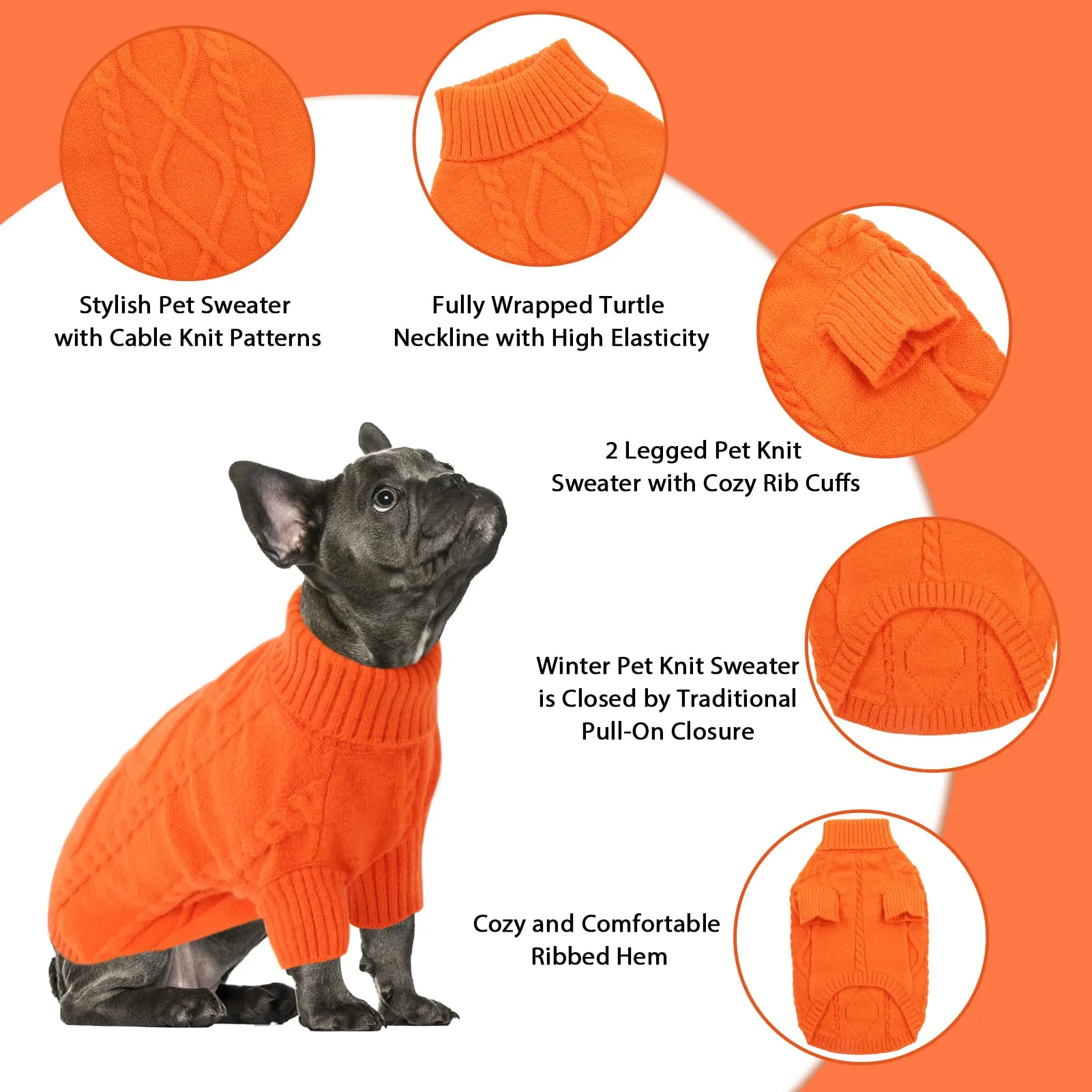 Queenmore Maglione per Cani Bassotto Caldo Elastico, Arancione, Taglia M - immagine 3