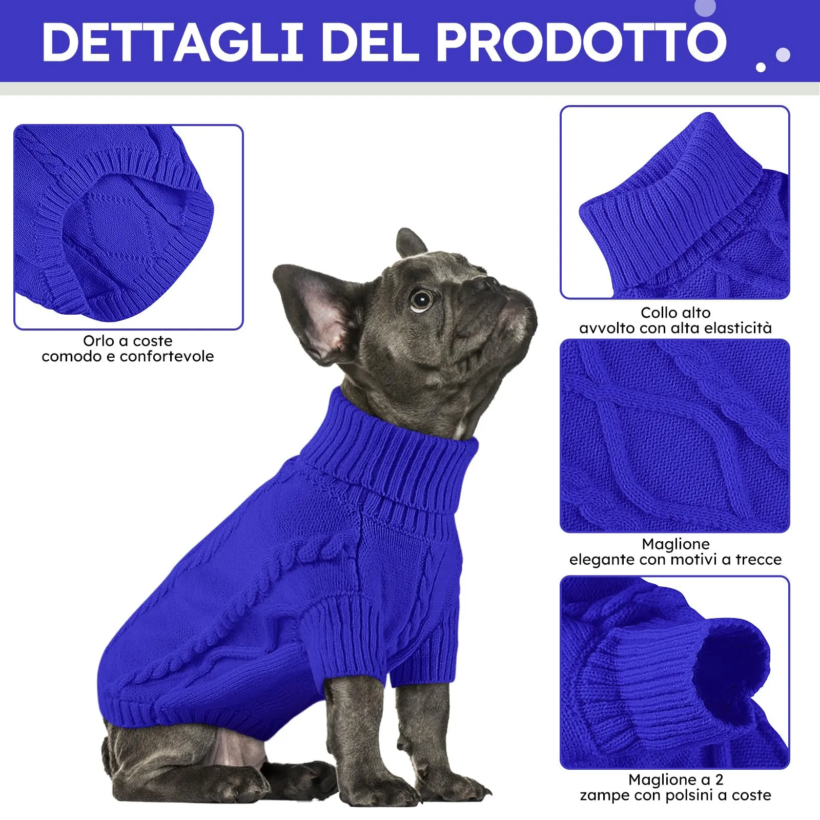 Queenmore Maglione per Cani Taglia M, Blu - immagine 3