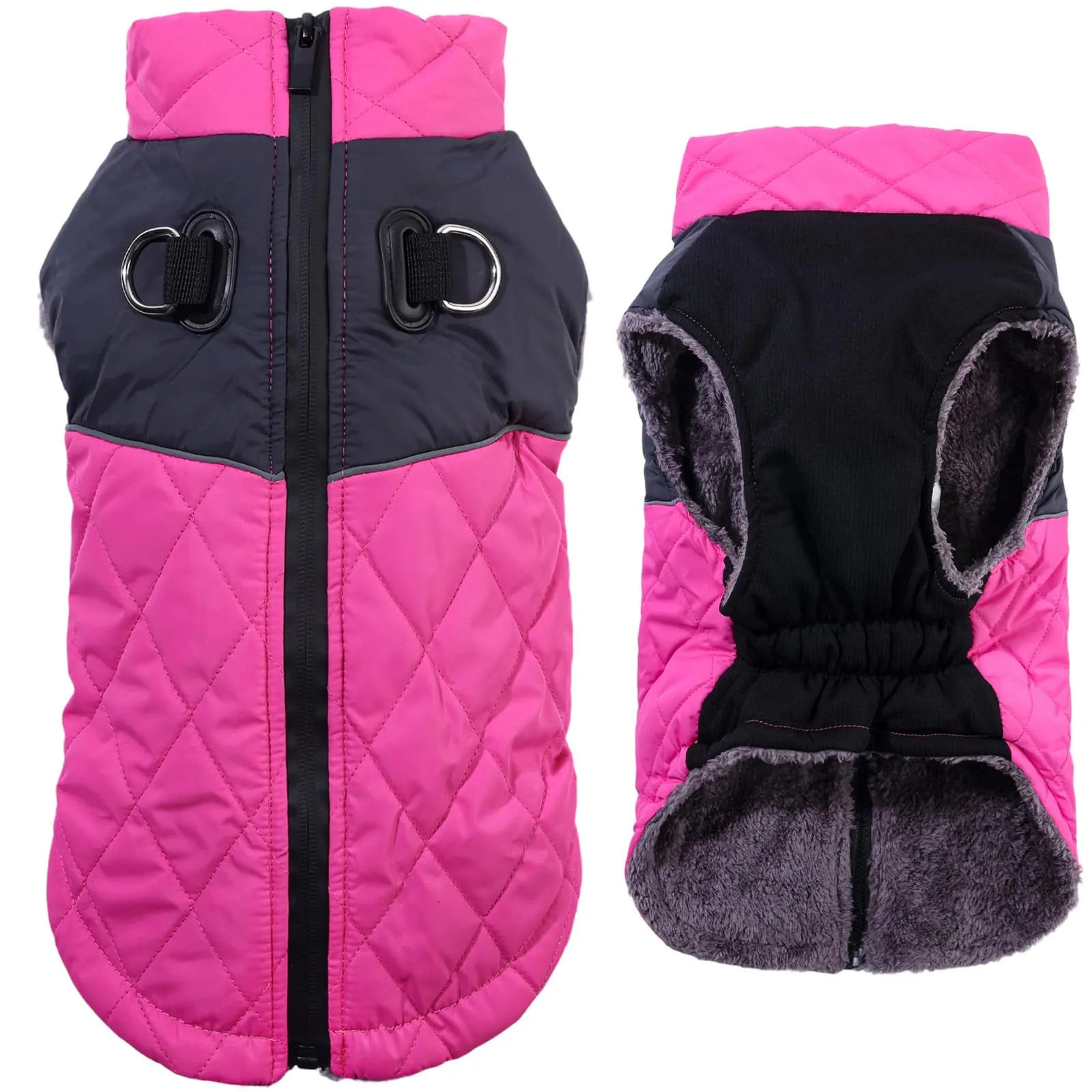 JoyDaog Cappottino per cani impermeabile in pile per inverno, rosa, XXL - immagine 1