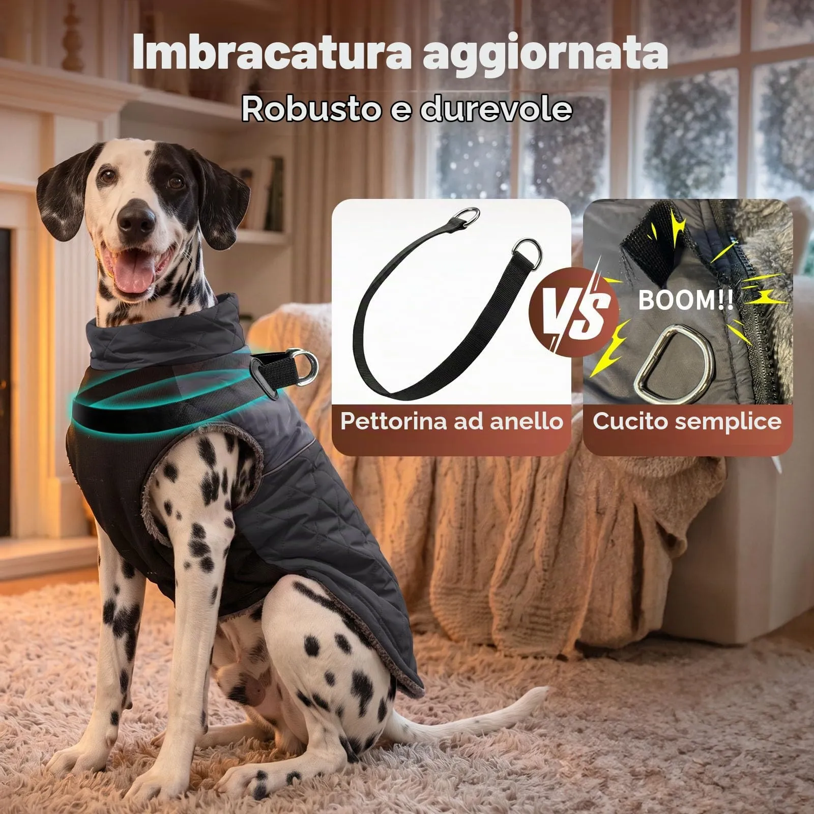 JoyDaog Cappottino per cani di piccola taglia impermeabile in pile, nero, M - immagine 2