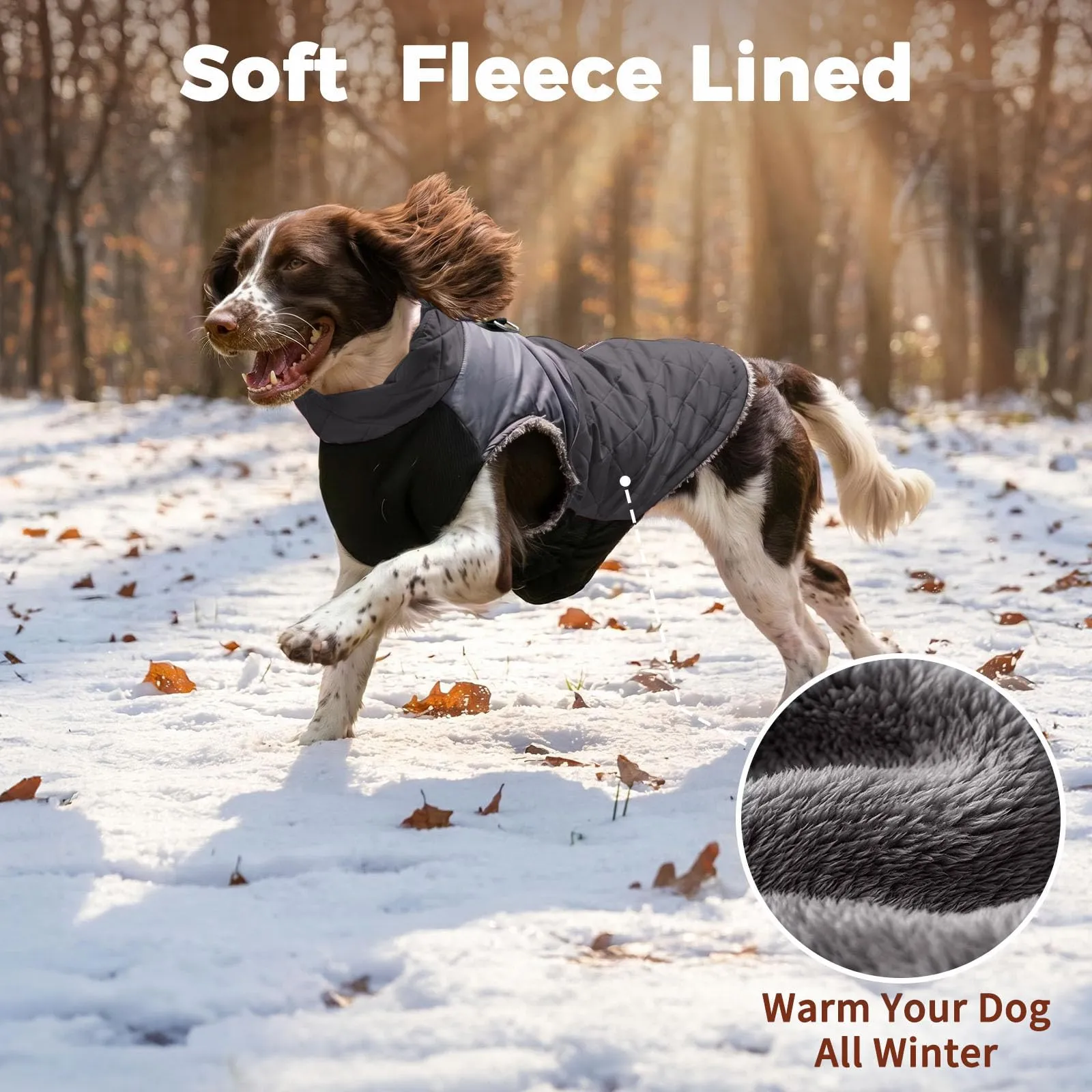 JoyDaog Cappottino per cani di piccola taglia impermeabile in pile, nero, M - immagine 3