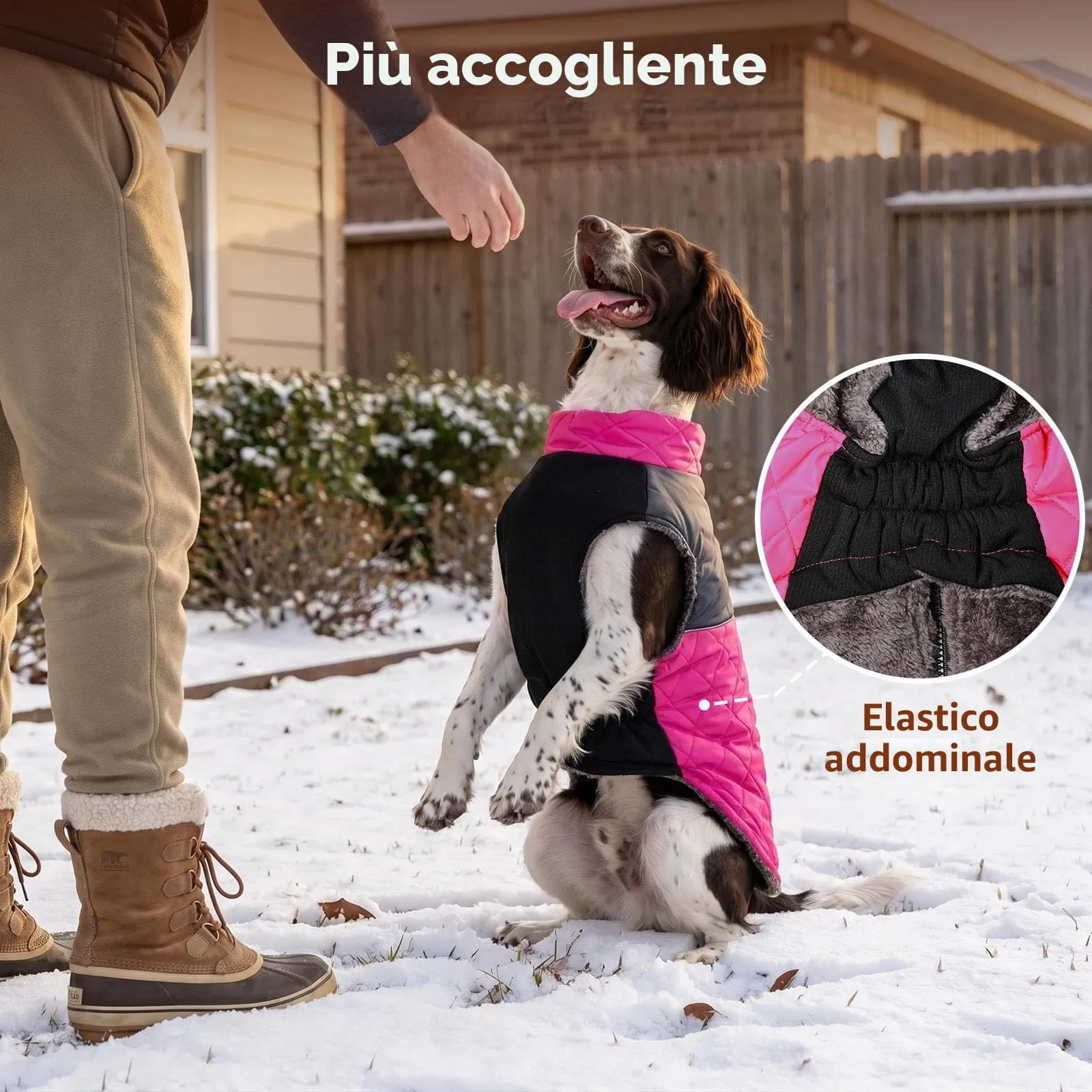 JoyDaog Cappottino Impermeabile in Pile per Cani di Piccola Taglia, Rosa, M - immagine 6