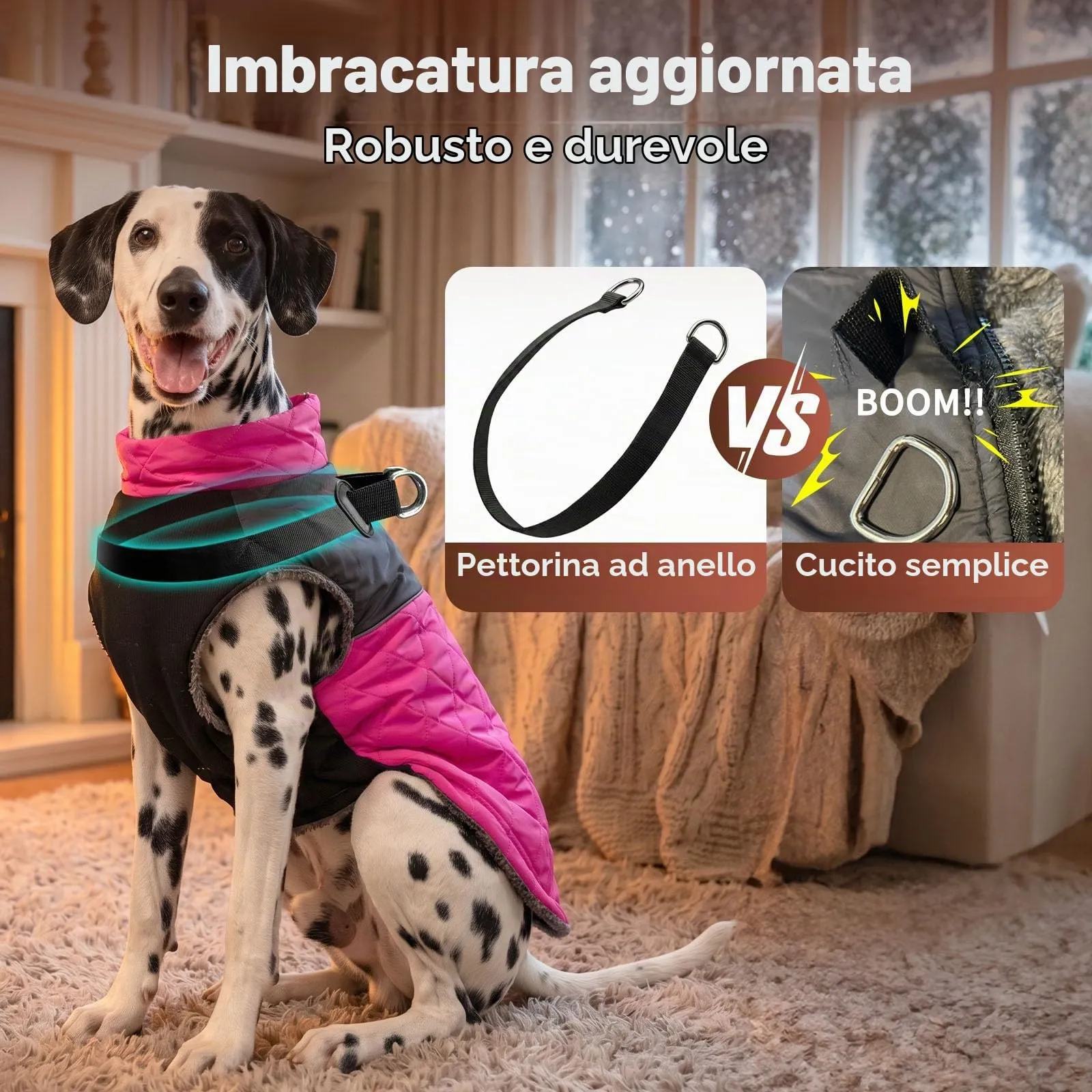 JoyDaog Cappottino Impermeabile in Pile per Cani, Rosa, L - immagine 2