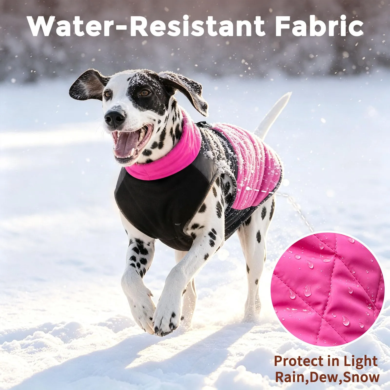 JoyDaog Cappottino Impermeabile in Pile per Cani, Rosa, L - immagine 4