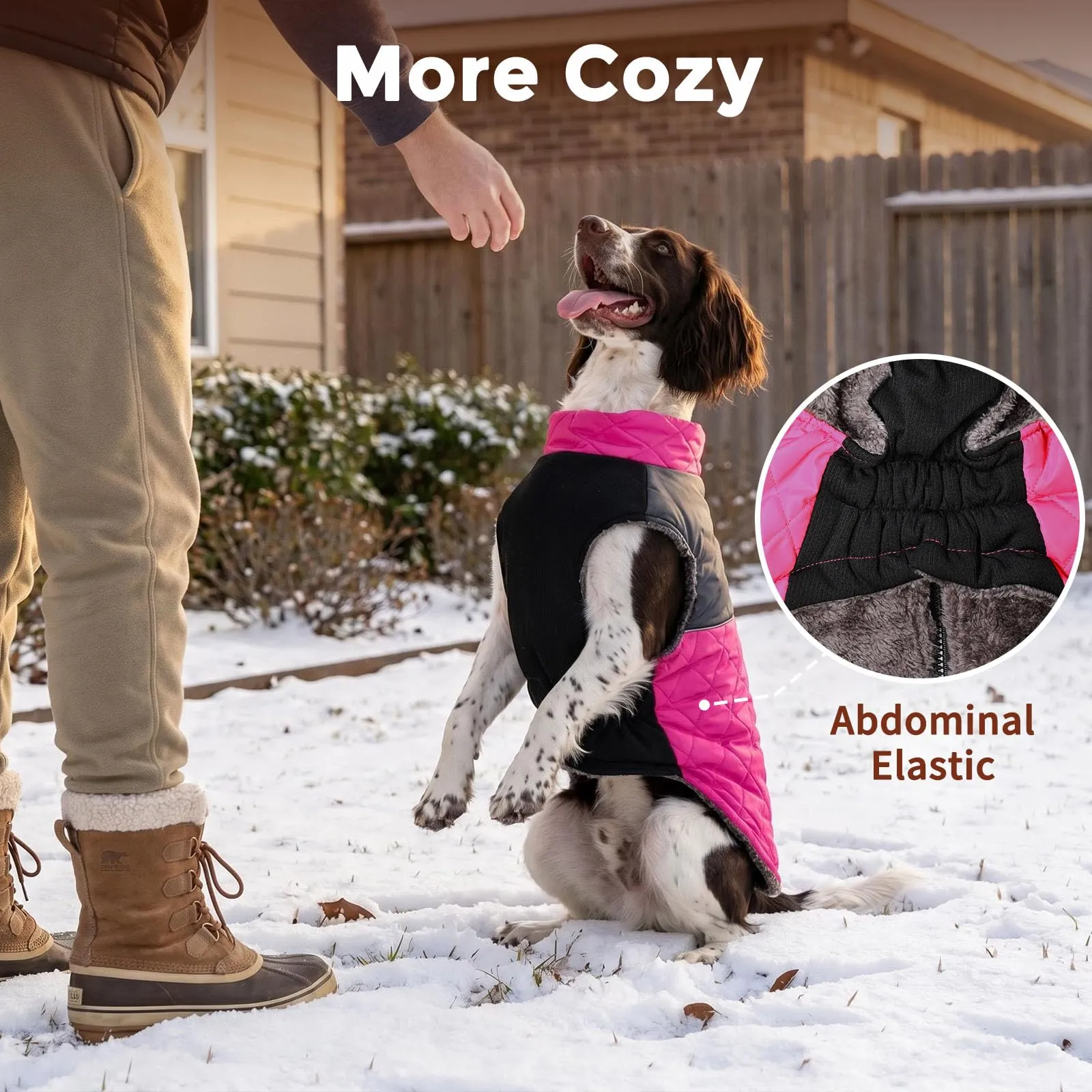 JoyDaog Cappottino Impermeabile in Pile per Cani, Rosa, L - immagine 6