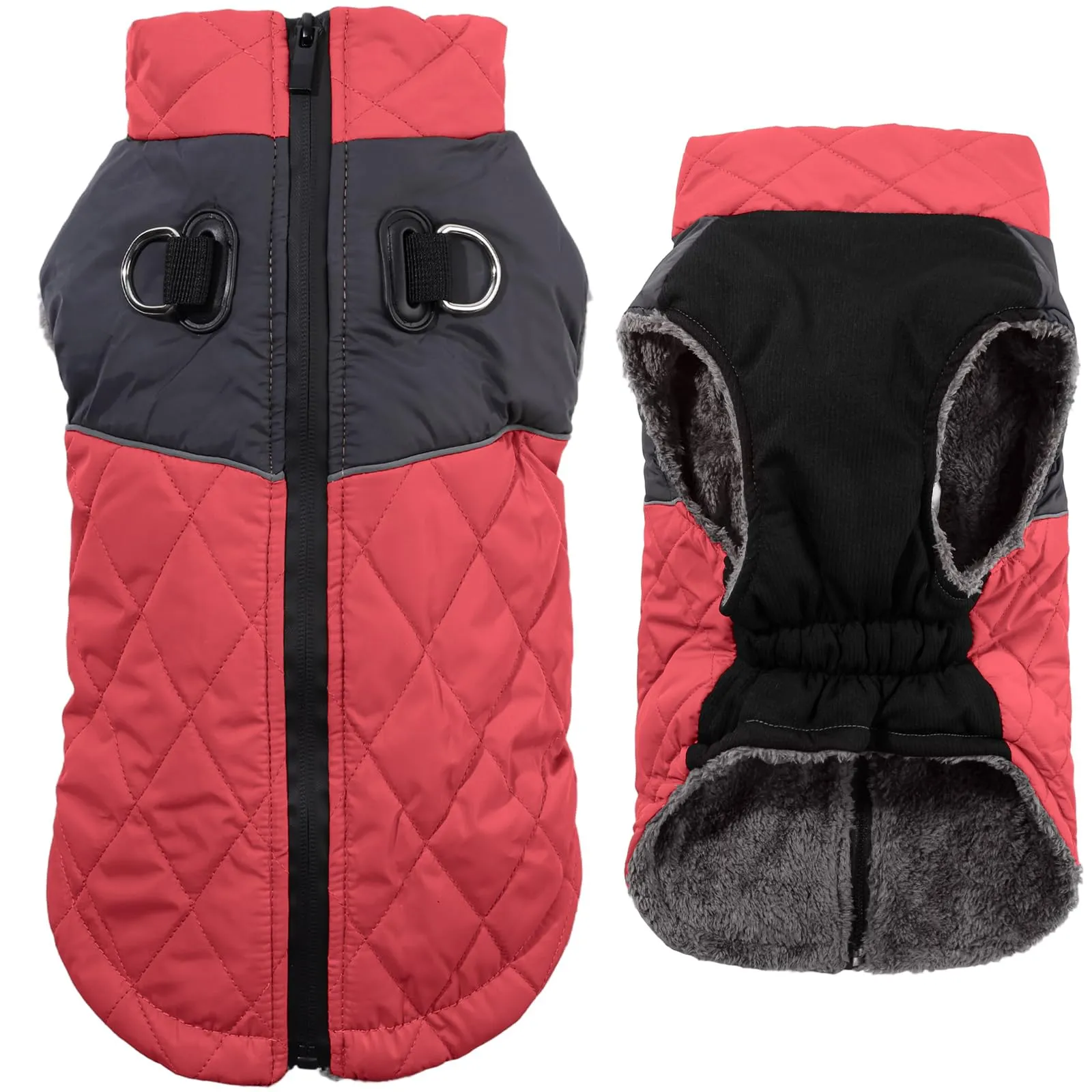 JoyDaog Cappottino Impermeabile in Pile per Cani, Rosso, L - immagine 1