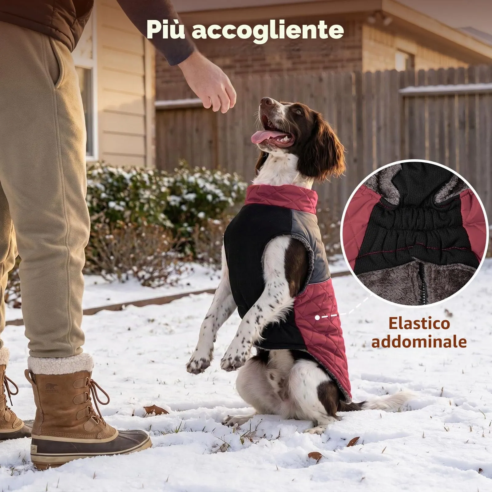 JoyDaog Cappottino Impermeabile in Pile per Cani, Rosso, L - immagine 6