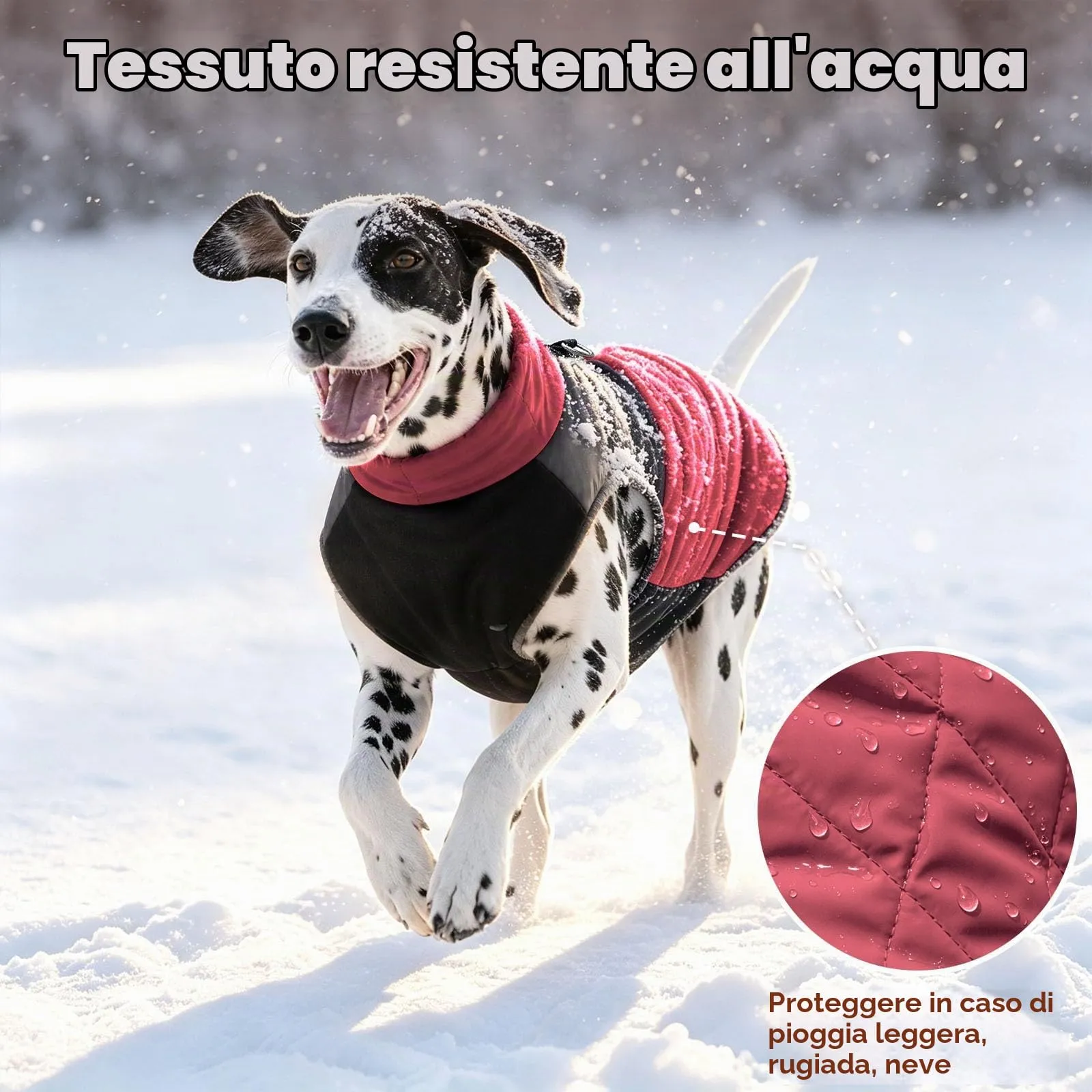 JoyDaog Cappottino Impermeabile in Pile per Cani di Taglia Grande, Rosso, XXXL - immagine 4