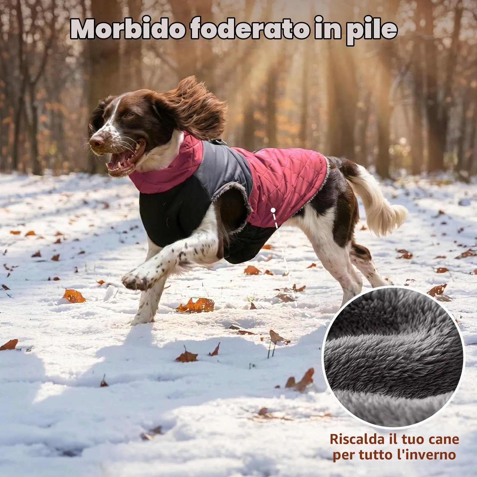 JoyDaog Cappottino Impermeabile in Pile per Cani di Piccola Taglia, Rosso, S - immagine 3