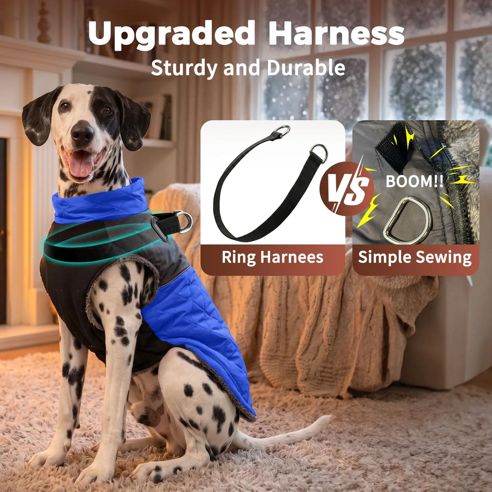 JoyDaog Cappottino Impermeabile in Pile per Cani di Taglia Media, Blu, L - immagine 2