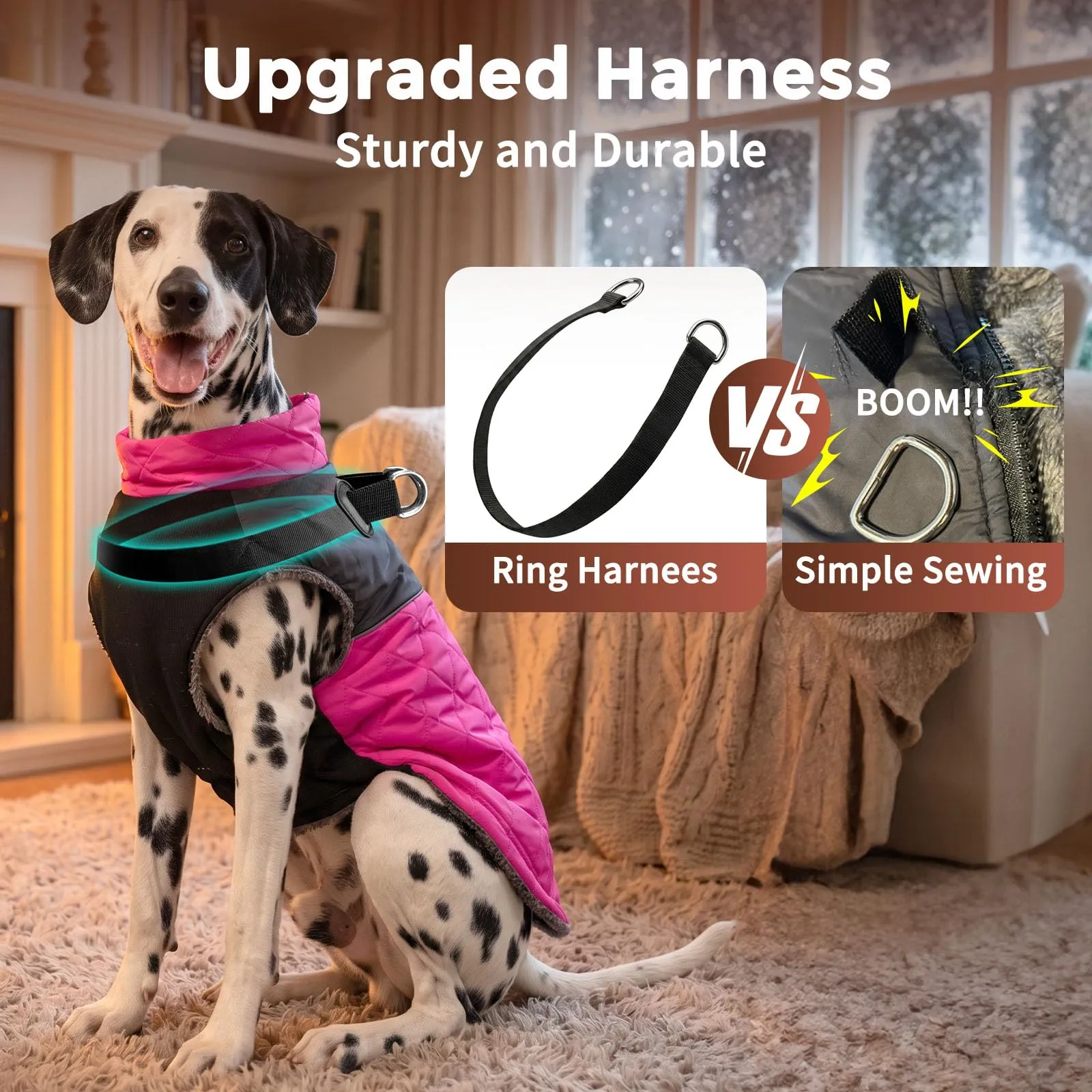 JoyDaog Cappottino Impermeabile in Pile per Cani, Rosa, XL - immagine 2