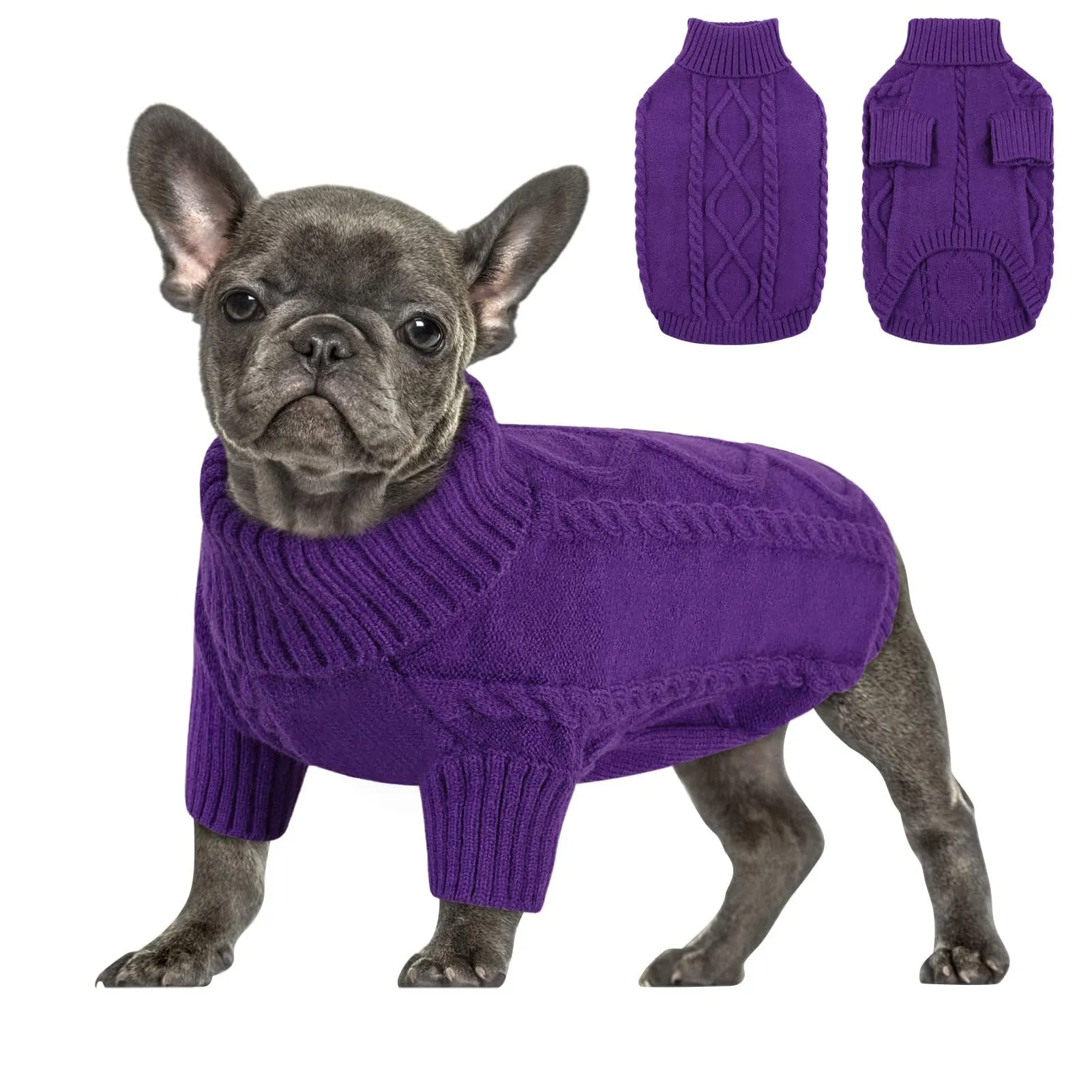 Queenmore Maglione a Collo Alto per Cane, Taglia S, Viola - immagine 1