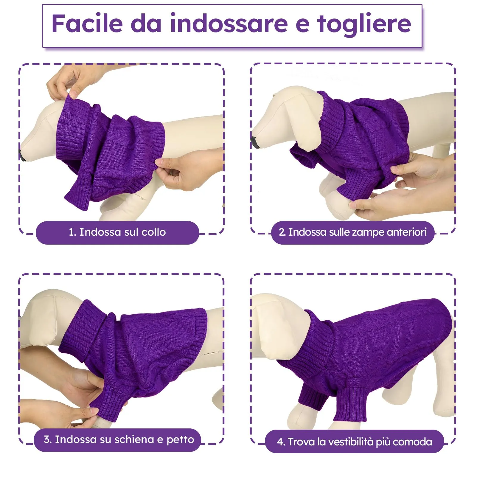 Queenmore Pullover per Cani Medio, Viola - immagine 5
