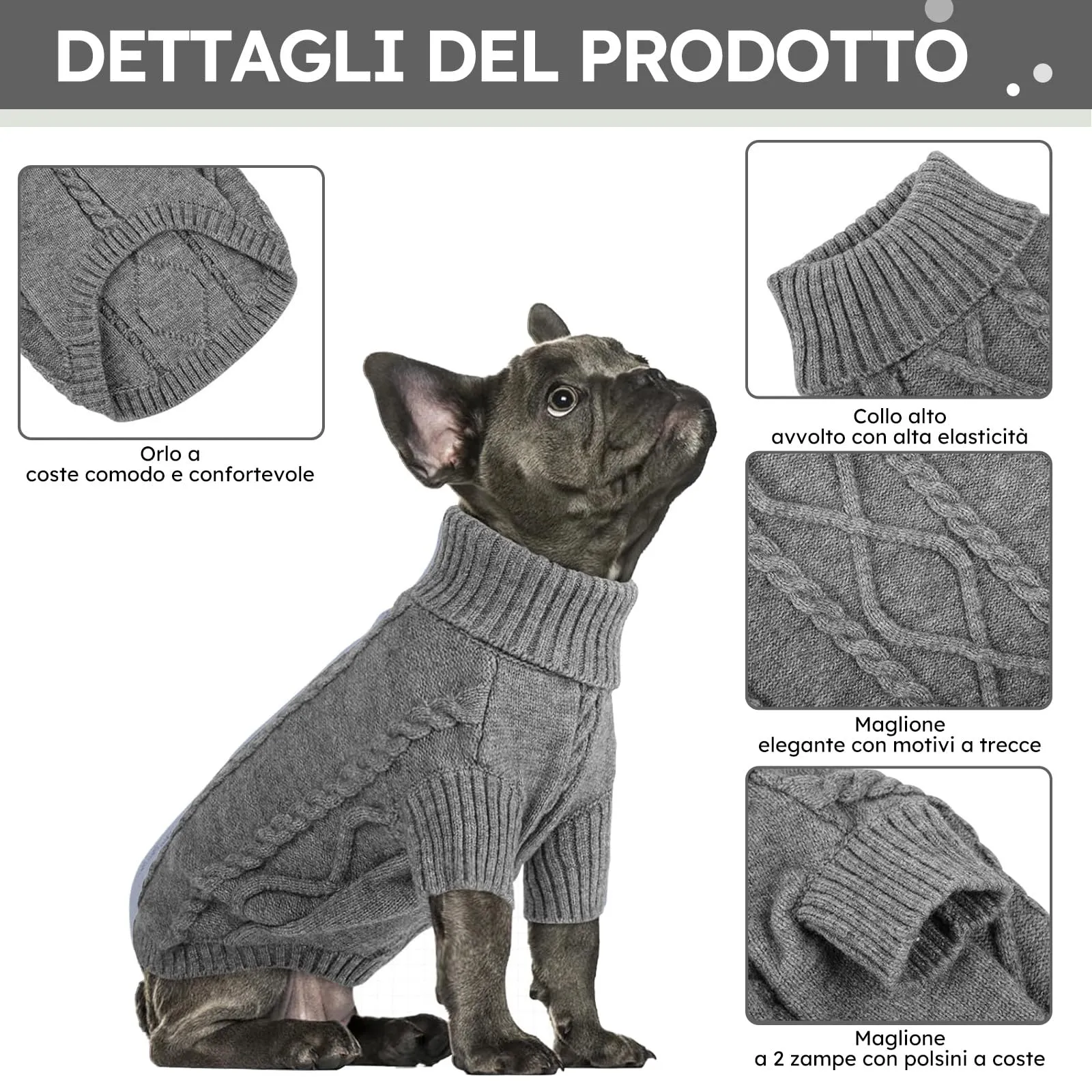 Queenmore Maglione a Trecce per Cani di Piccola Taglia - immagine 3