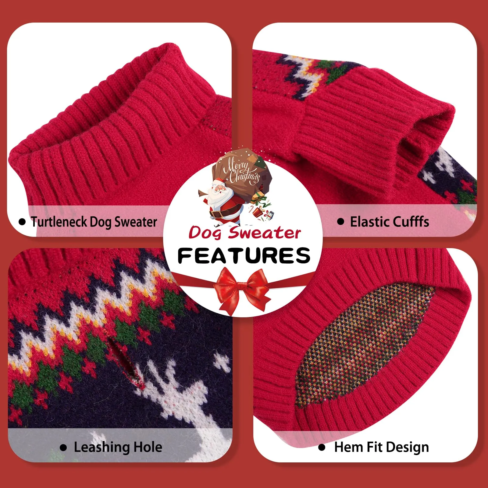 Queenmore Maglione di Natale per Cani e Gatti, Taglia XL - immagine 3