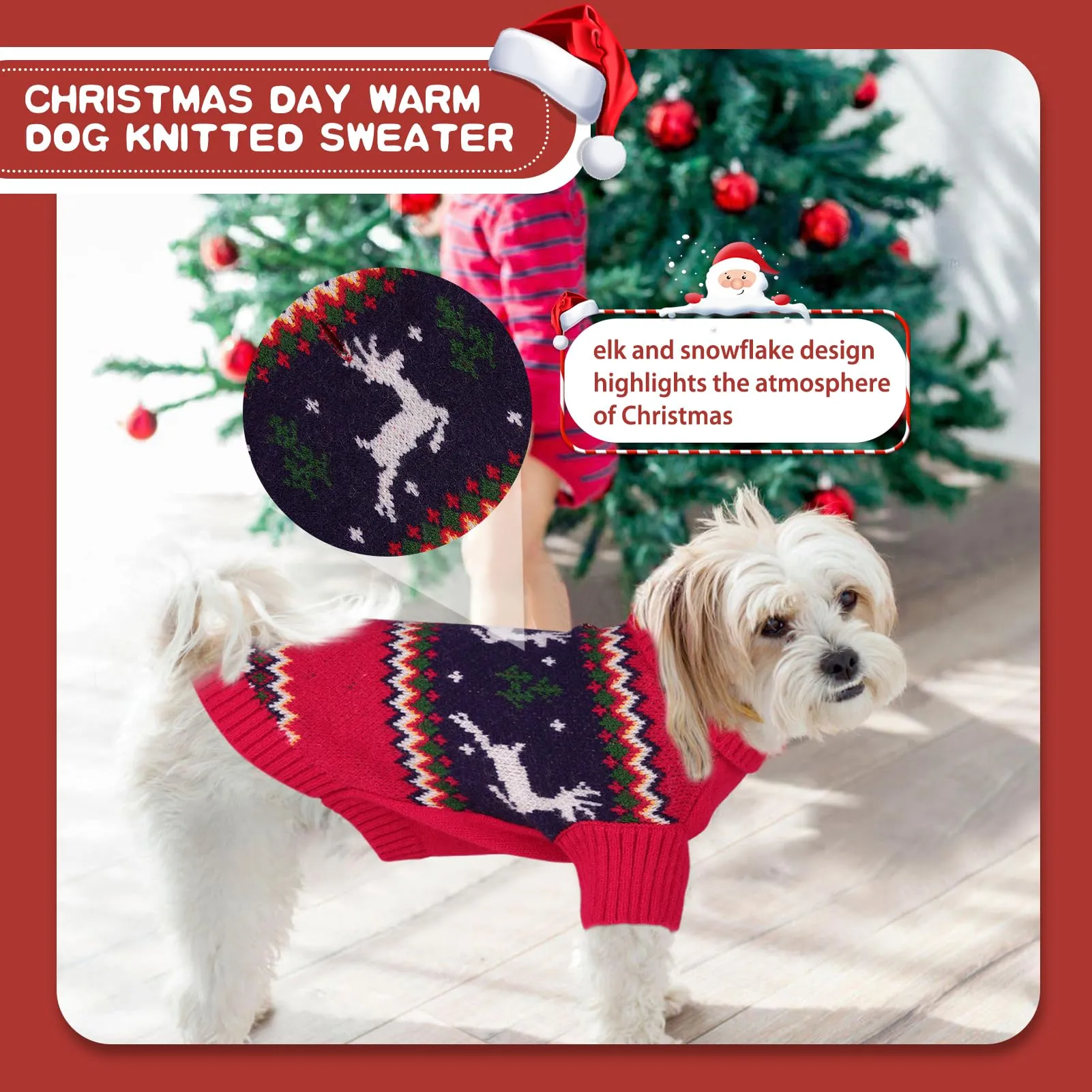 Queenmore Maglione di Natale per Cani e Gatti, Taglia XL - immagine 4