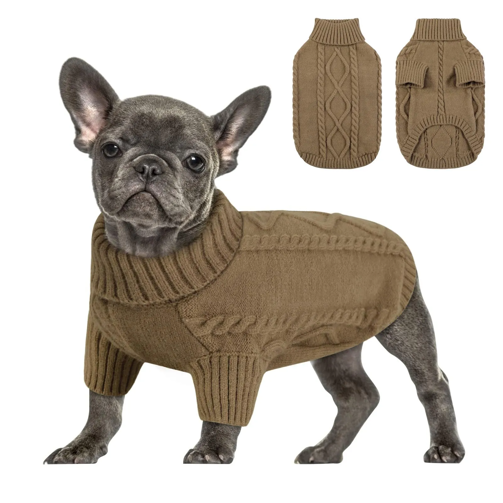 Queenmore Maglioncino a Collo Alto per Cane, Taglia M, Marrone - immagine 1