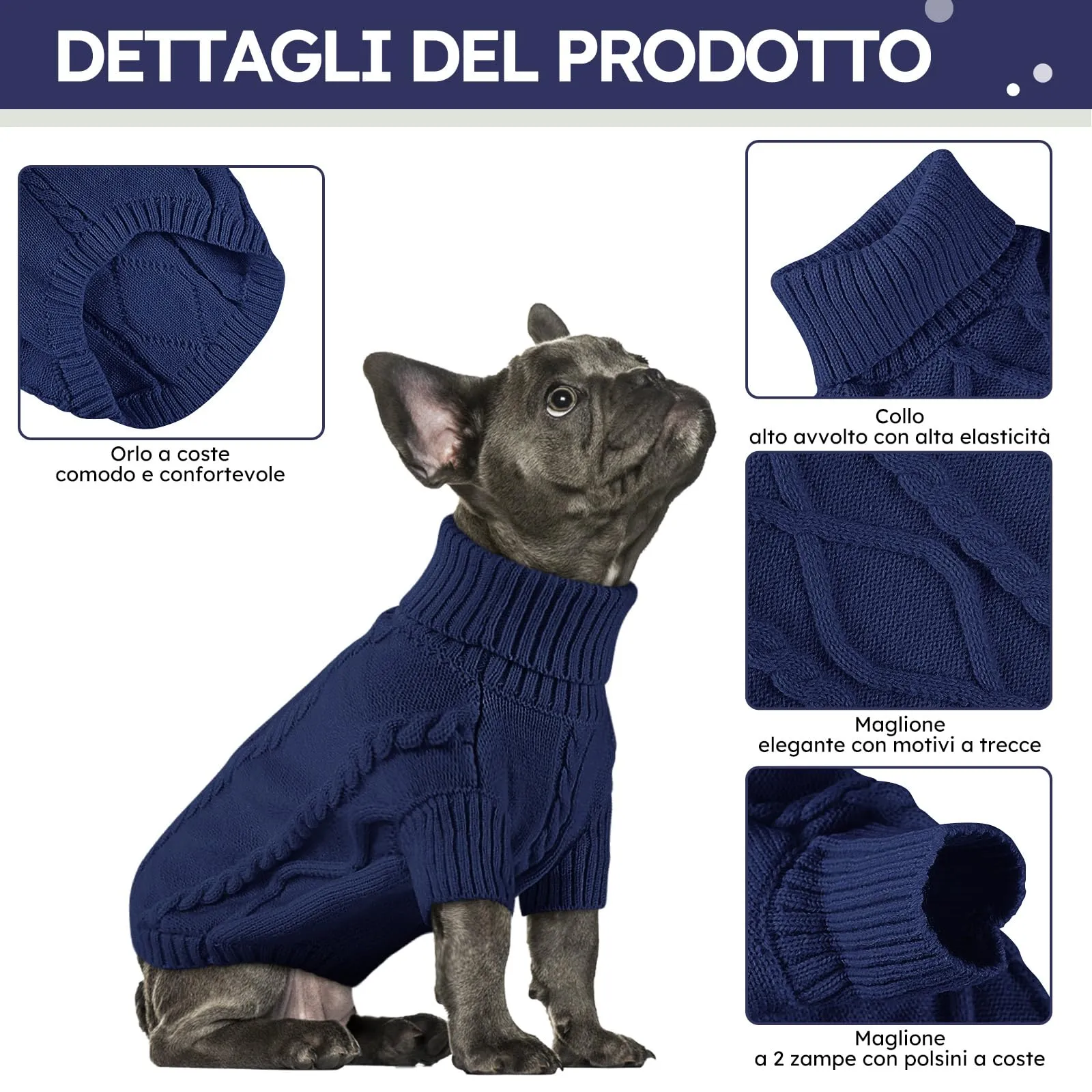 Queenmore Maglione a Trecce per Cani di Piccola e Media Taglia - immagine 3