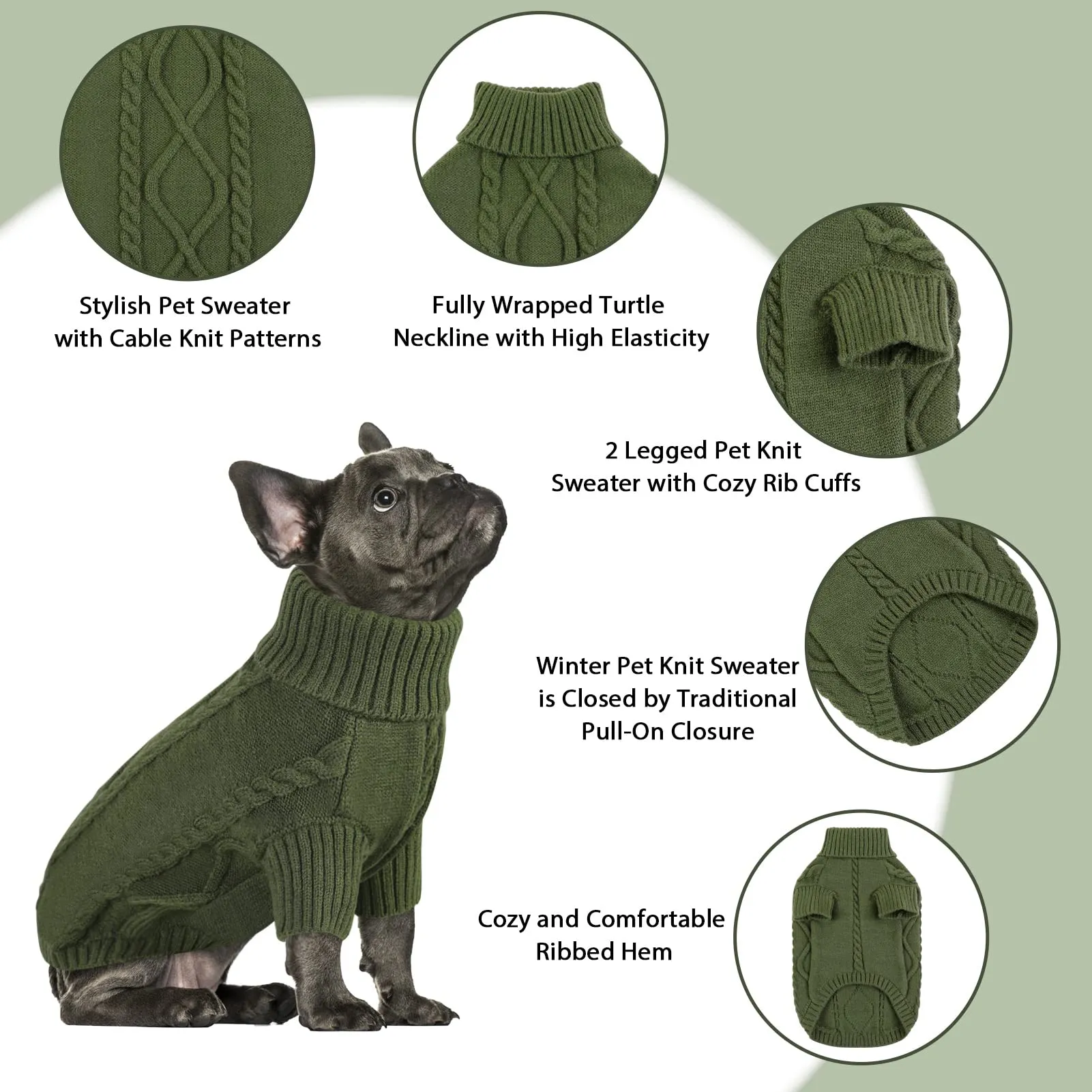 Queenmore Maglione per Cane, Taglia L, Army Green - immagine 3
