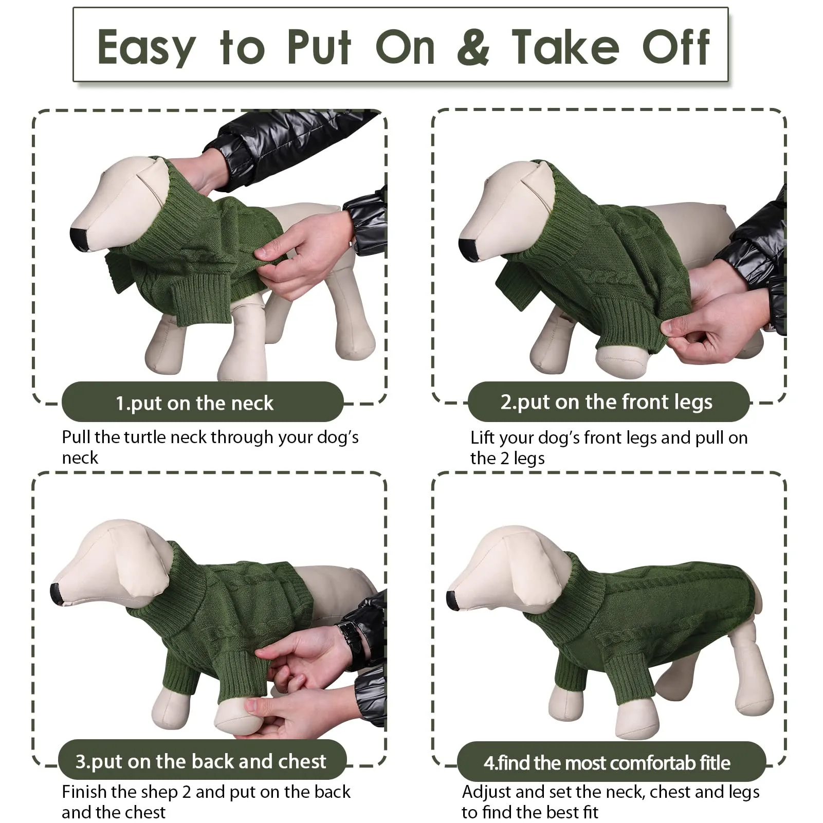 Queenmore Maglione per Cane, Taglia L, Army Green - immagine 5