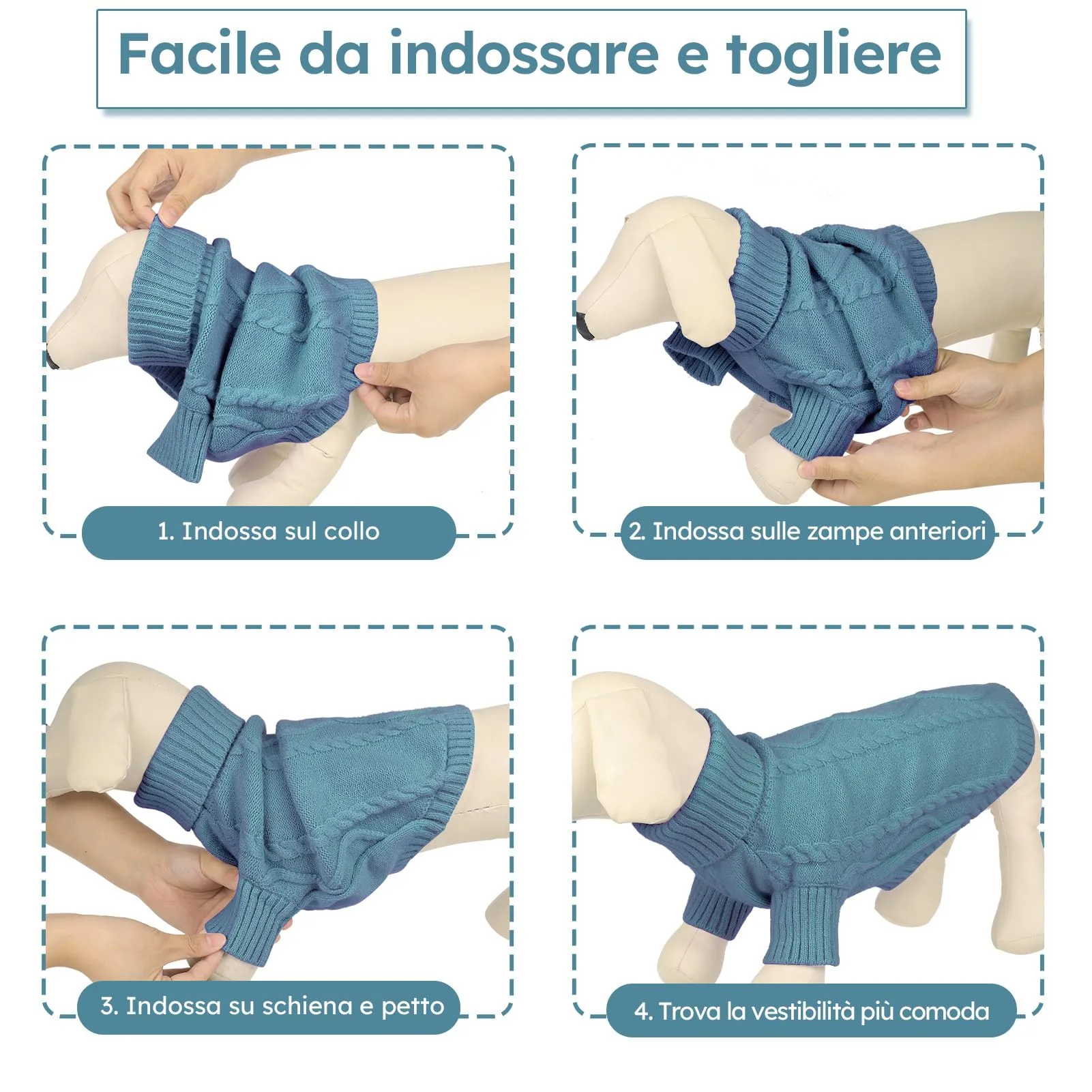 Queenmore Maglione per Cani Taglia XXL Teal - immagine 5