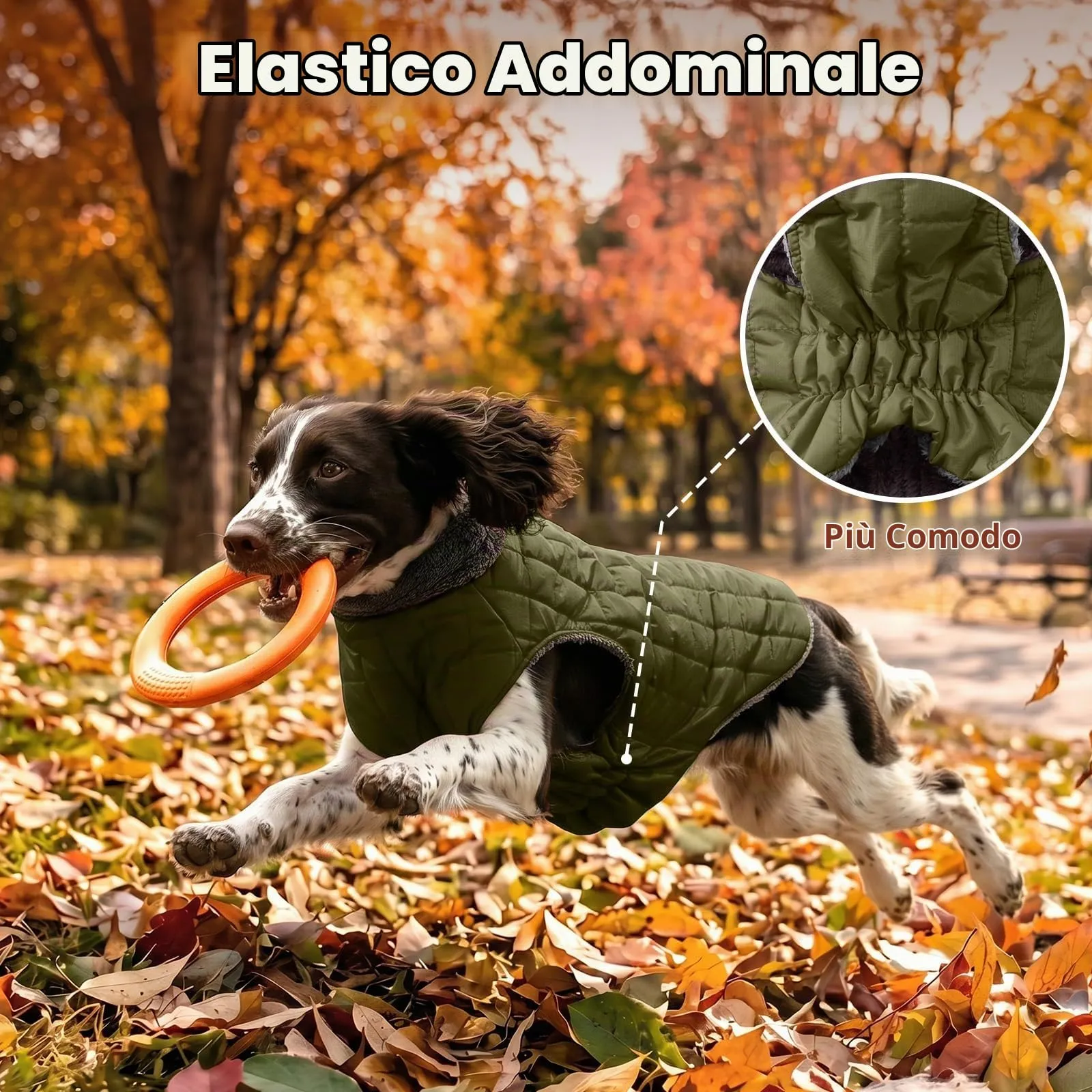 JoyDaog Cappottino in pile con imbracatura e anello a D, giacca impermeabile invernale per cani di piccola taglia, verde, M - immagine 7
