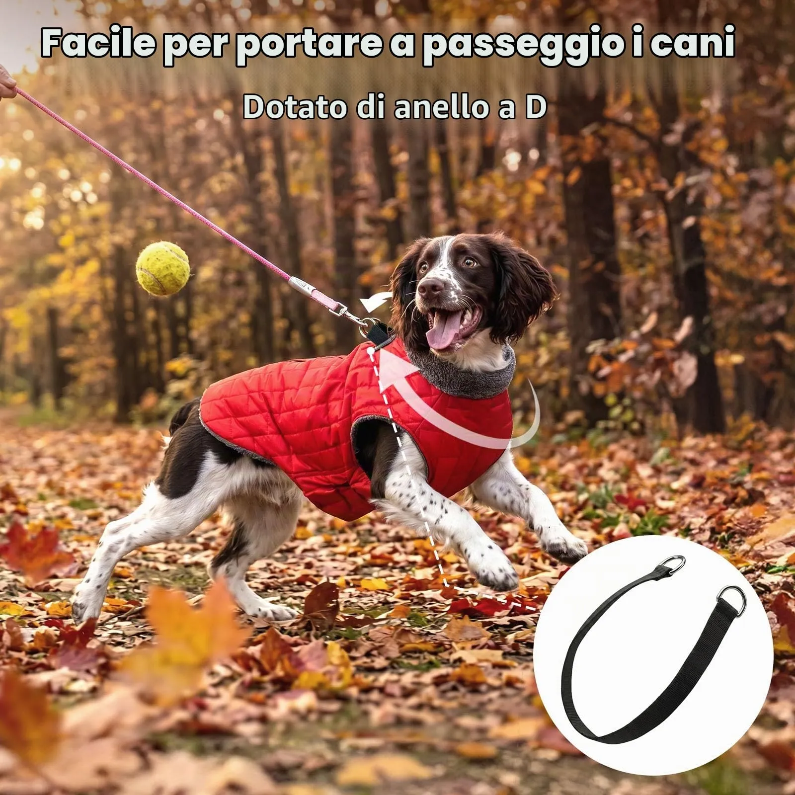 JoyDaog Cappottino in Pile per Cani con Imbracatura e Anello a D, Giacca Impermeabile Invernale per Cuccioli di Piccola Taglia, Rosso, S - immagine 8