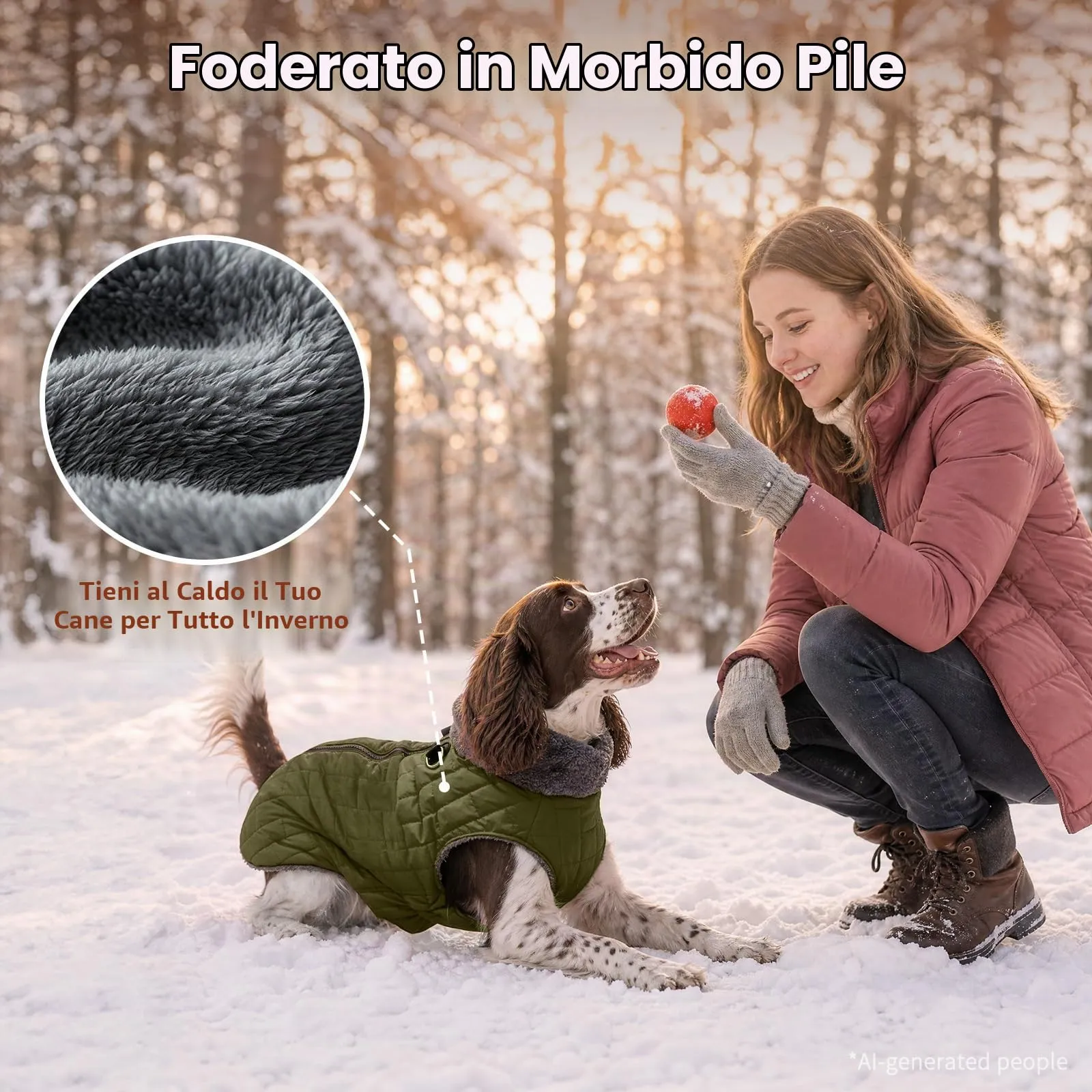 JoyDaog Cappottino in pile con imbracatura per cani, giacca impermeabile invernale, verde, XXL - immagine 6