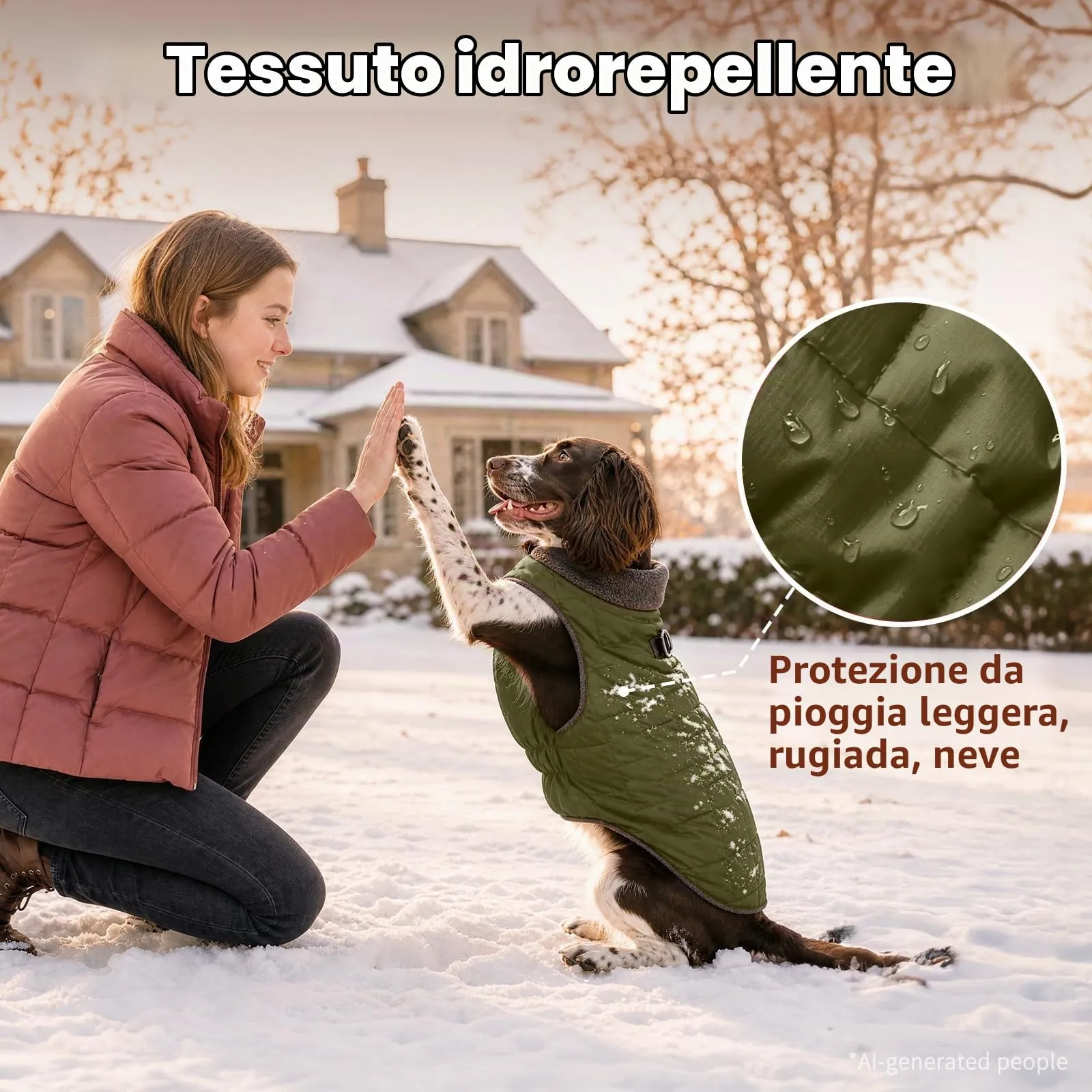 JoyDaog Cappottino in pile impermeabile con imbracatura per cani di media taglia, Verde, L - immagine 5