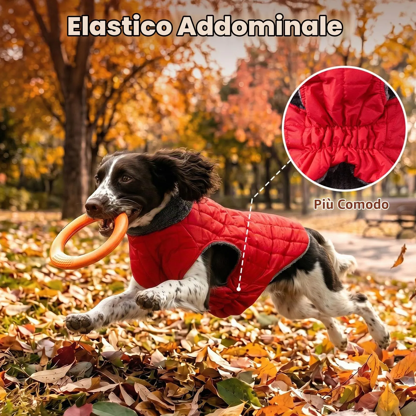 JoyDaog Cappottino in pile con imbracatura e anello a D, giacca impermeabile invernale per cani di media taglia, rosso, L - immagine 7