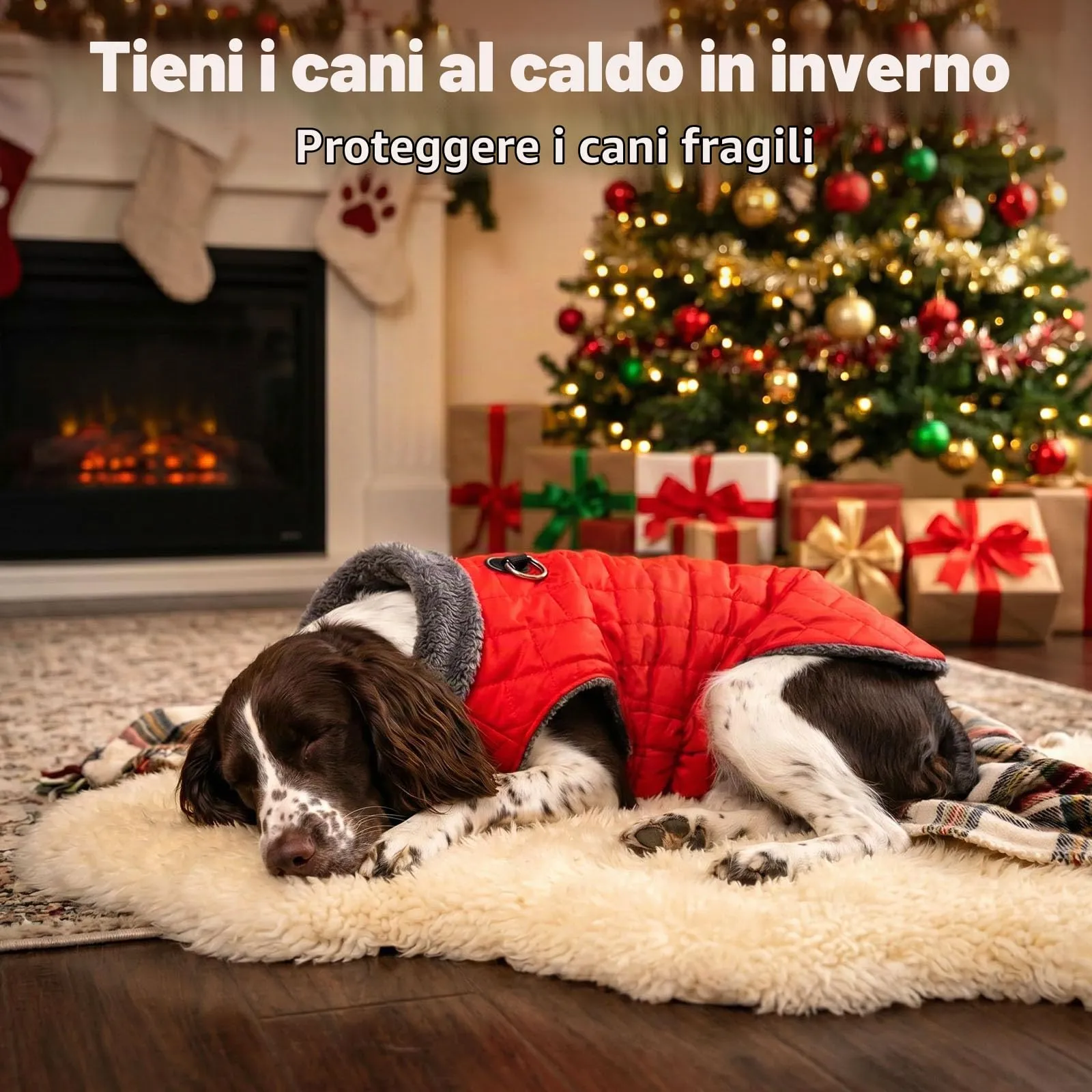 JoyDaog Cappottino in pile con imbracatura per cani, giacca impermeabile invernale, rosso, M - immagine 9