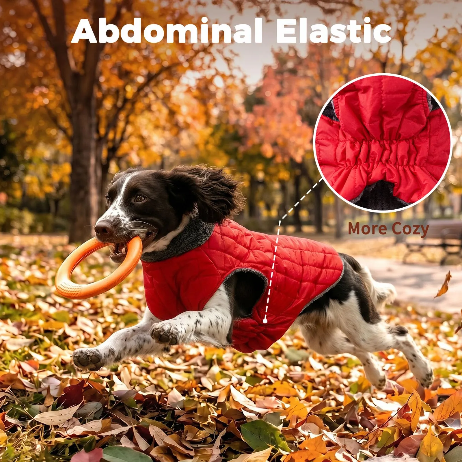 JoyDaog Cappottino in pile impermeabile con imbracatura per cani, Rosso, XXL - immagine 7