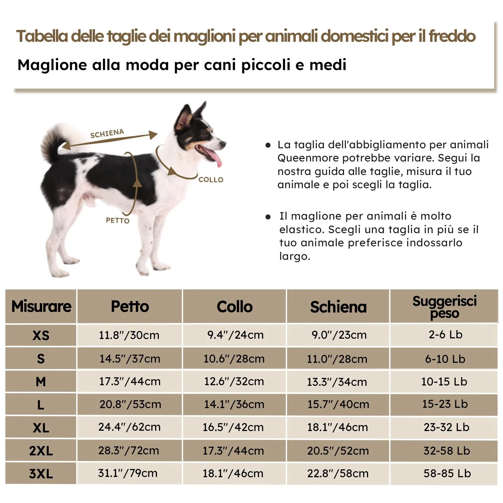 Queenmore Maglione per Cani, Marrone, 3XL - immagine 4