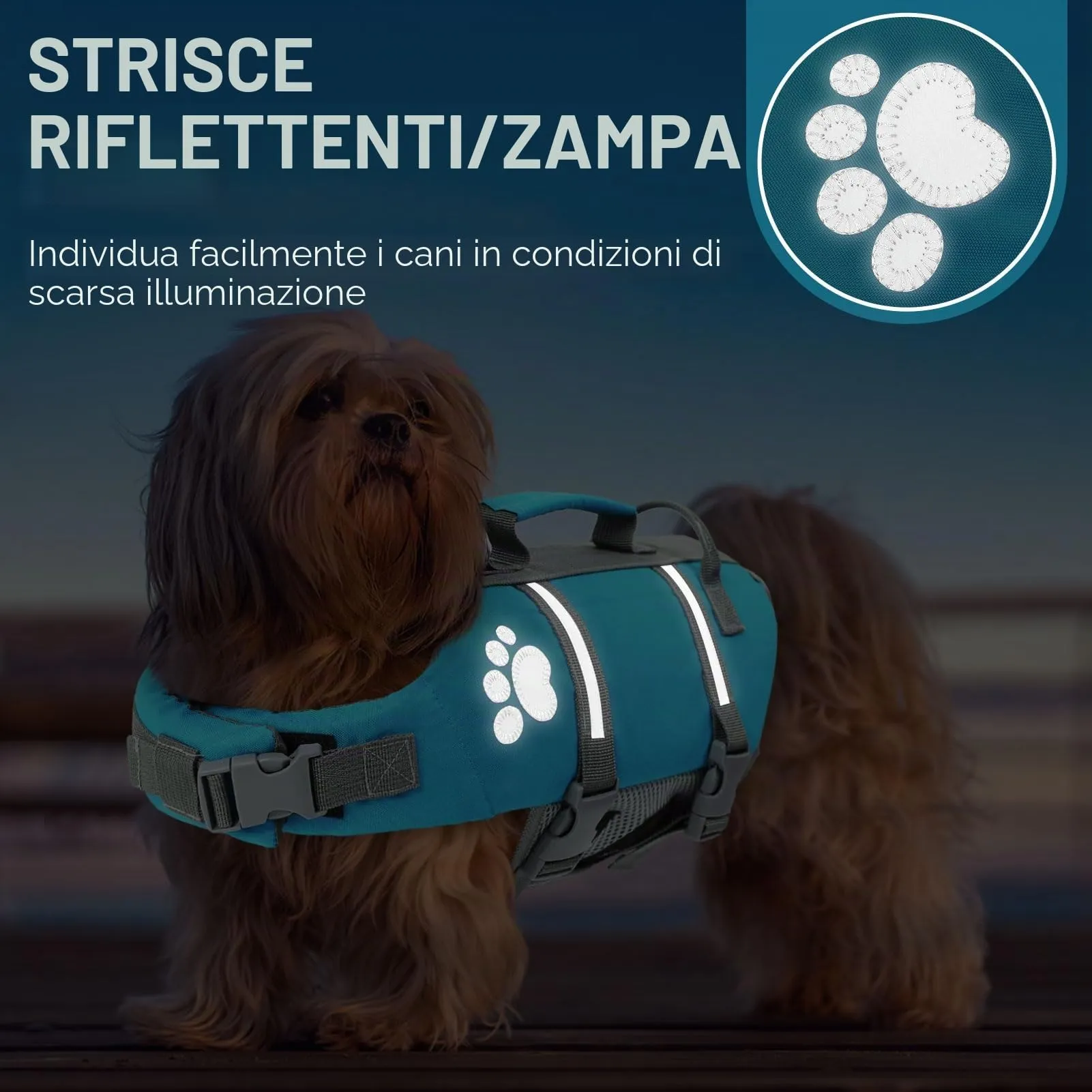 Queenmore Salvagente per Cani Taglia Media, Riflettente, Blu, M - immagine 4
