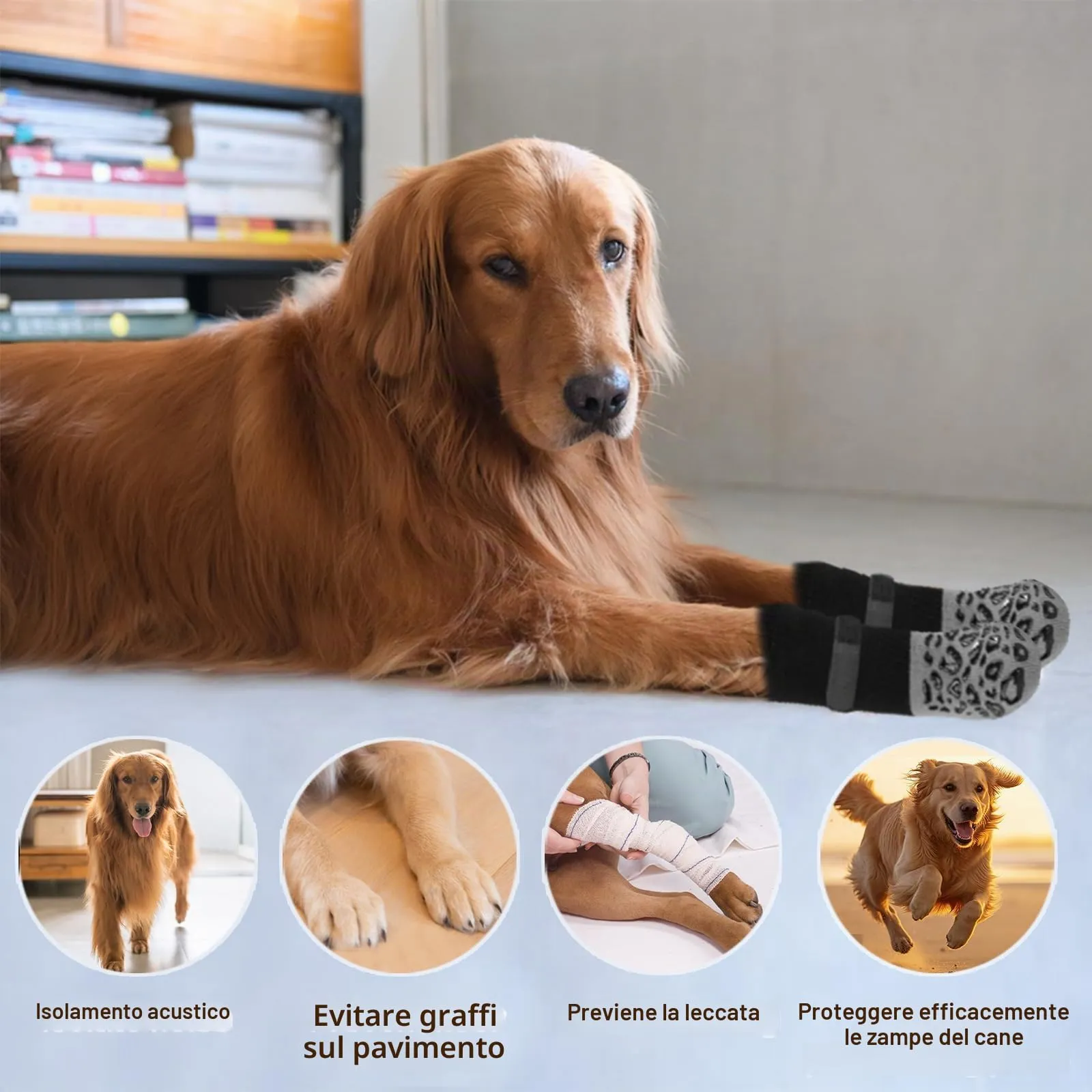 YEAMLTE Calzini Antiscivolo per Cani con Chiusura a Strappo, 2 Paia, Taglia S - immagine 4