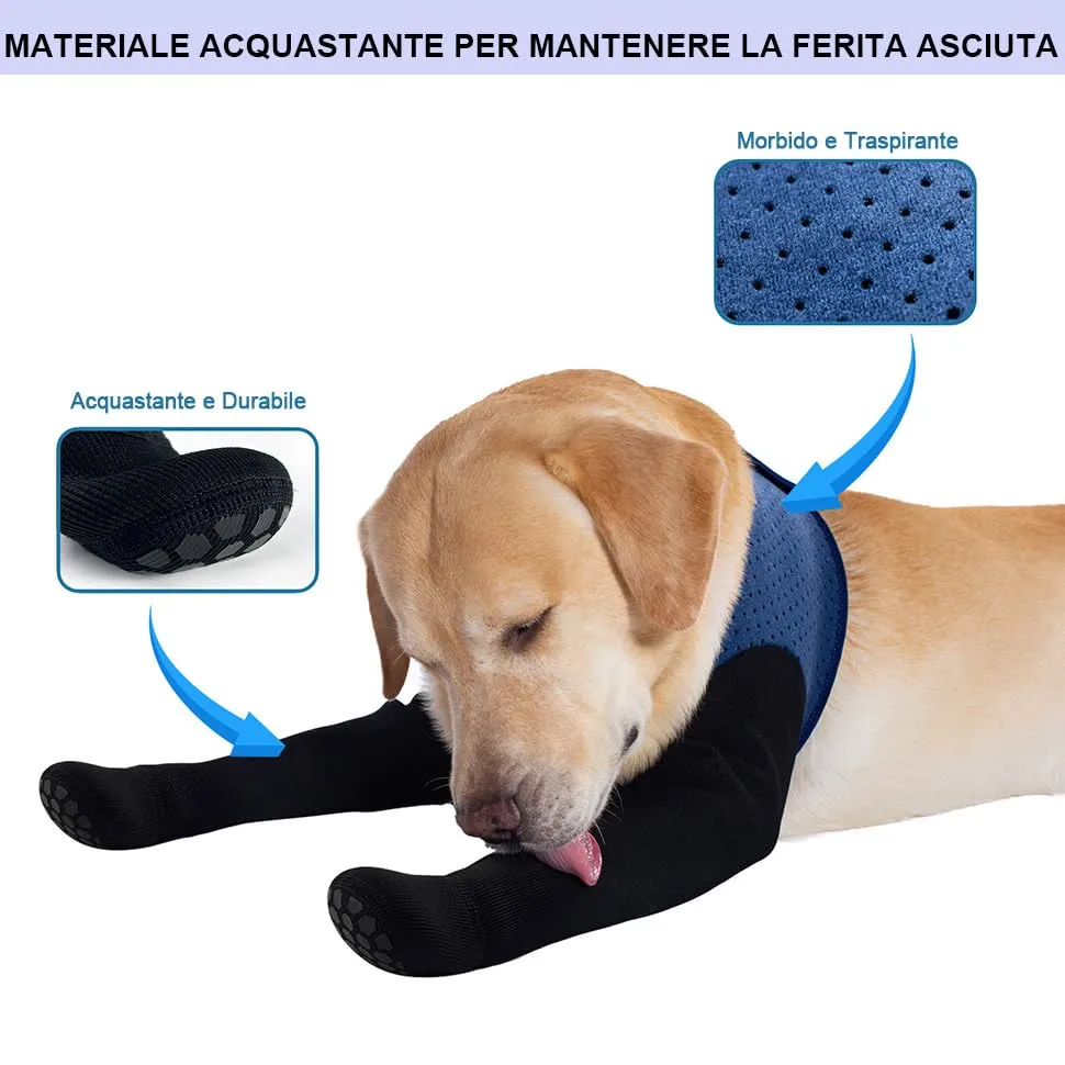 COODEO Calzini Anti-licking per Zampe di Cane, Protettori Antiscivolo Impermeabili per Protezione Post-Operatoria (Blu, M) - immagine 2