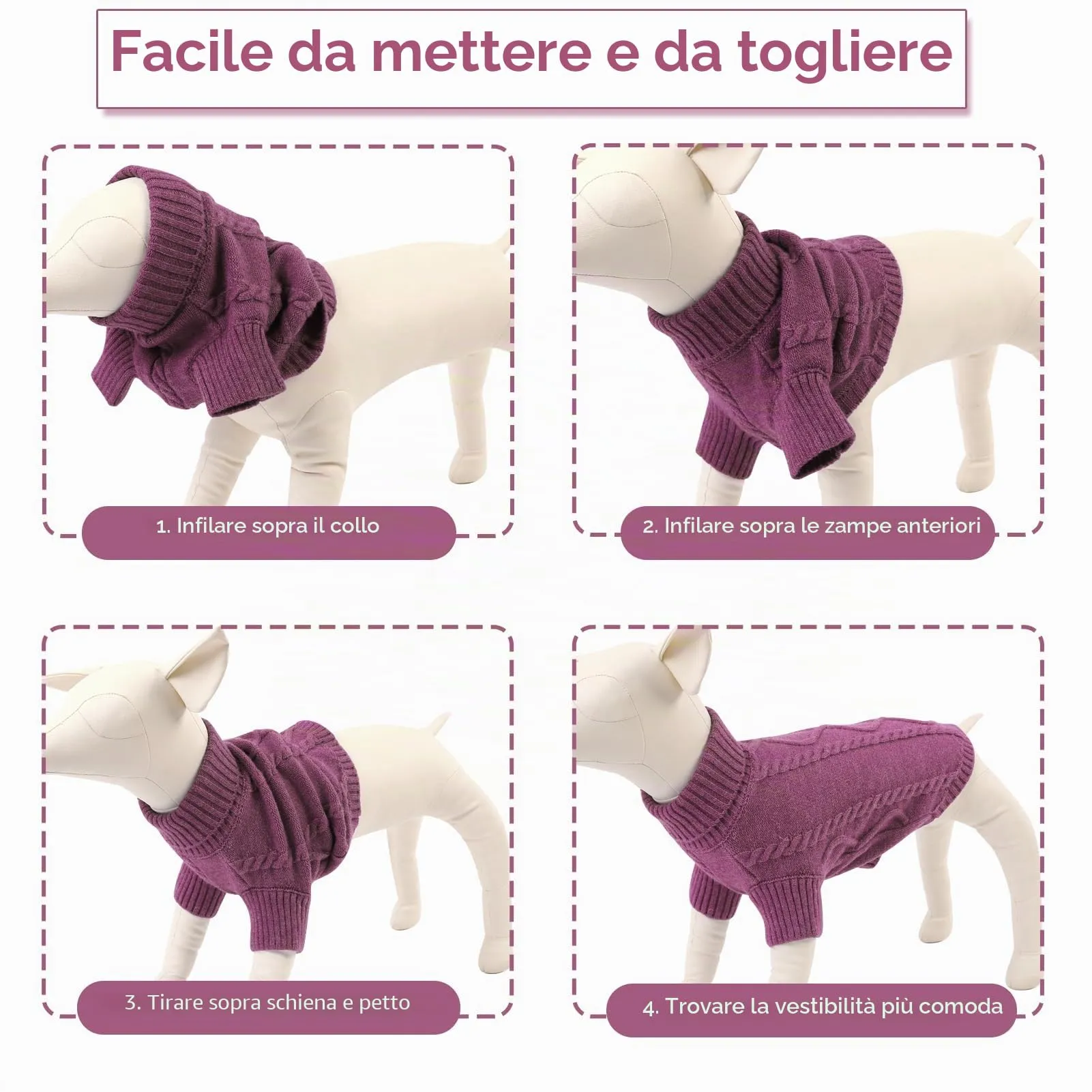 Queenmore Maglioncino per Cani Bassotto Caldo Elastico con Collo Alto Ritorto - immagine 5
