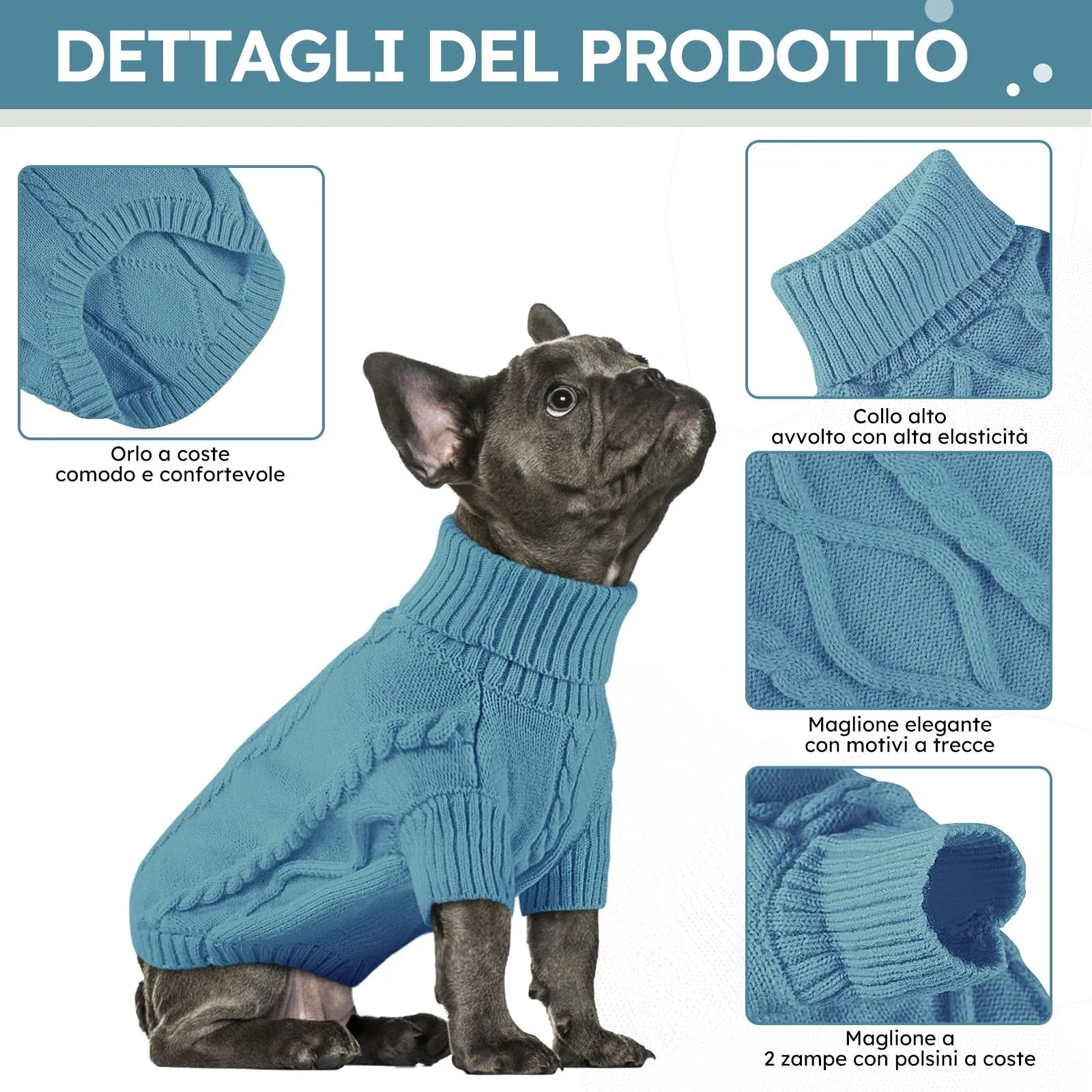 Queenmore Maglione per Cani Taglia 3XL Teal - immagine 3