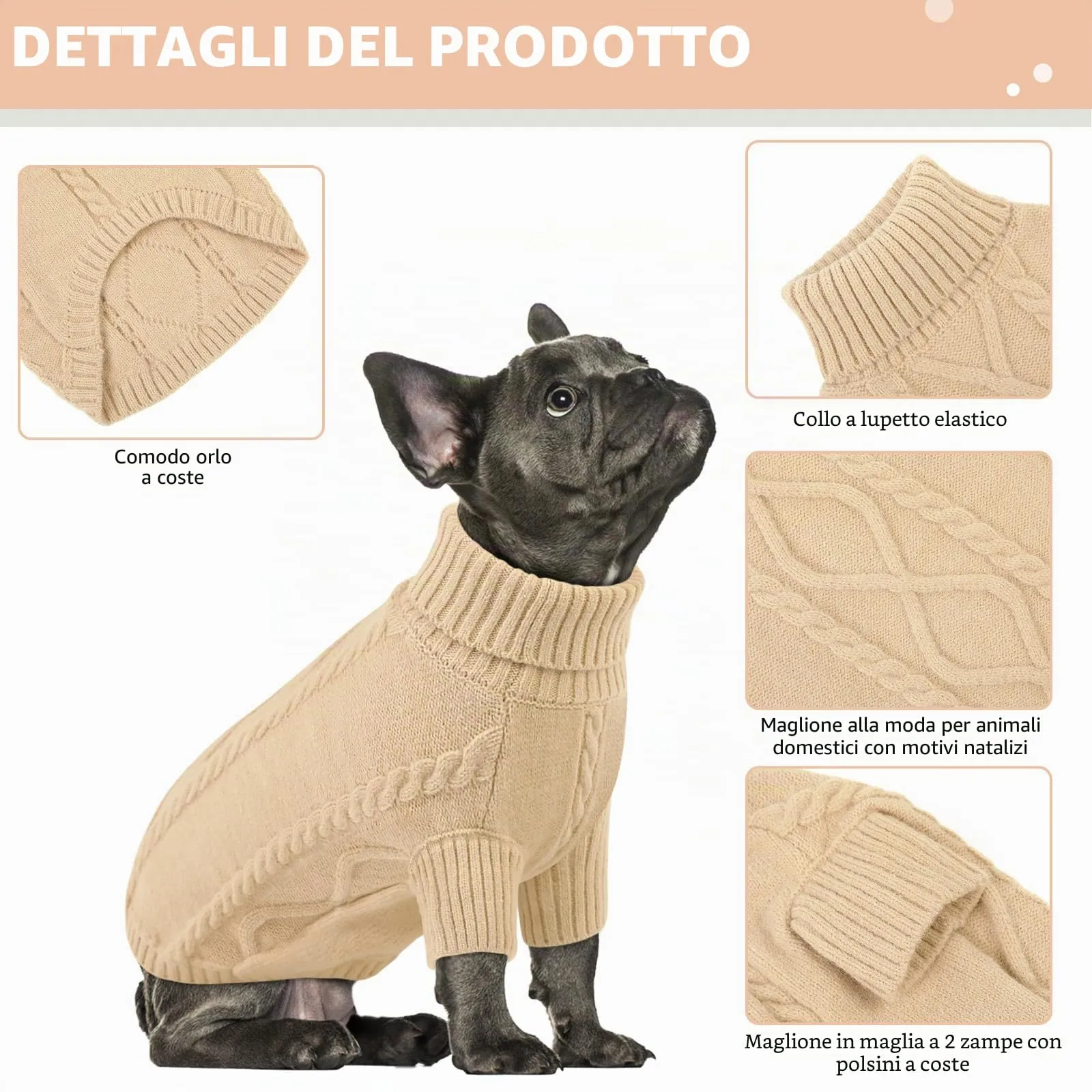 Queenmore Maglione per Cani Bassotto Caldo Elastico con Collo Alto Ritorto - immagine 4