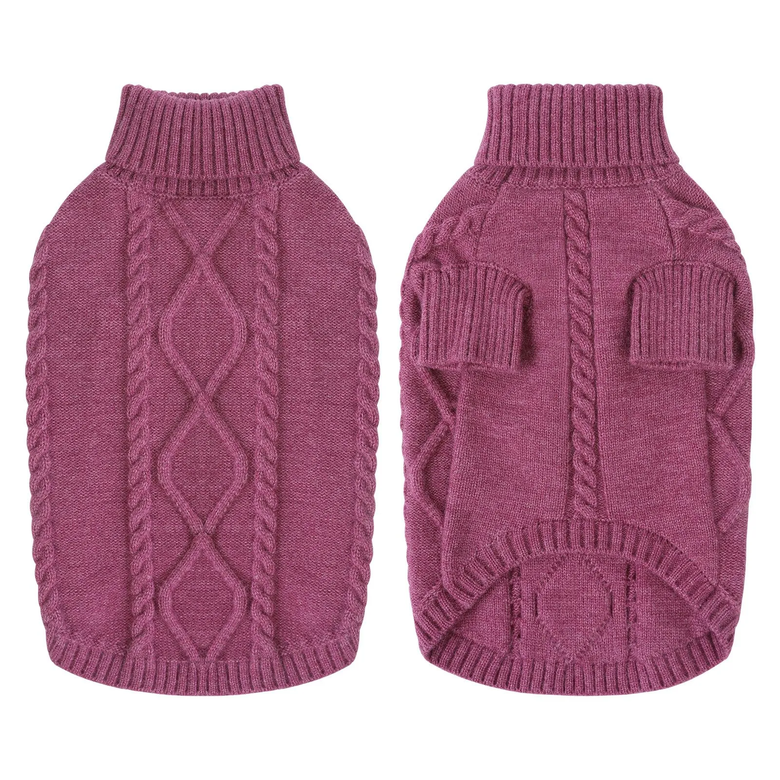 Queenmore Maglioncino per Cani a Treccia con Collo Alto, Taglia S, Prugna - immagine 8