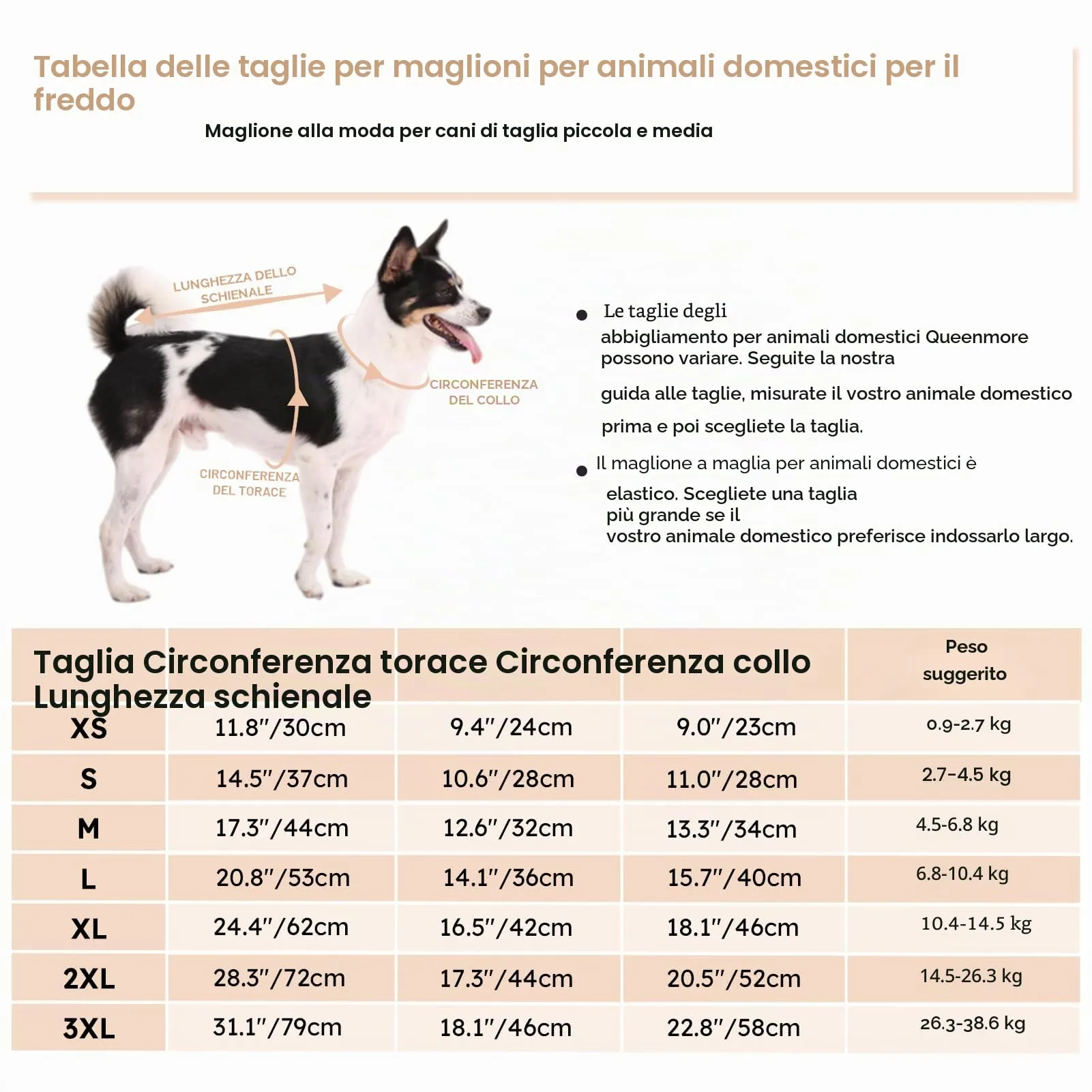 Queenmore Maglione Cane Bassotto Caldo Elastico Collo Alto Ritorto - immagine 3
