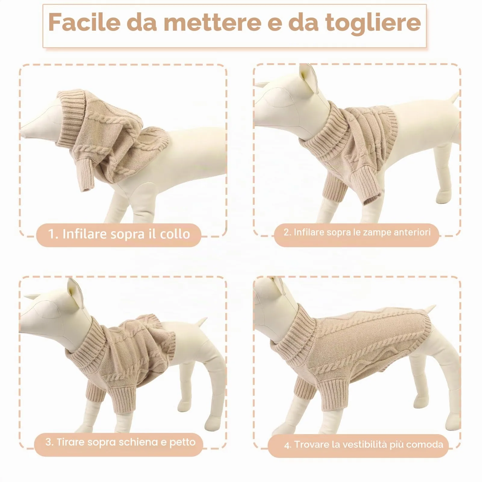 Queenmore Maglione Cane Bassotto Caldo Elastico Collo Alto Ritorto - immagine 5