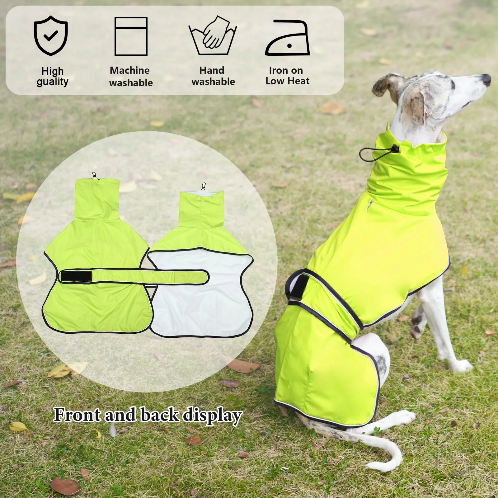 Geyecete Giacca Impermeabile per Cane, Regolabile e Leggera con Cinghie Riflettenti, Verde, S - immagine 5