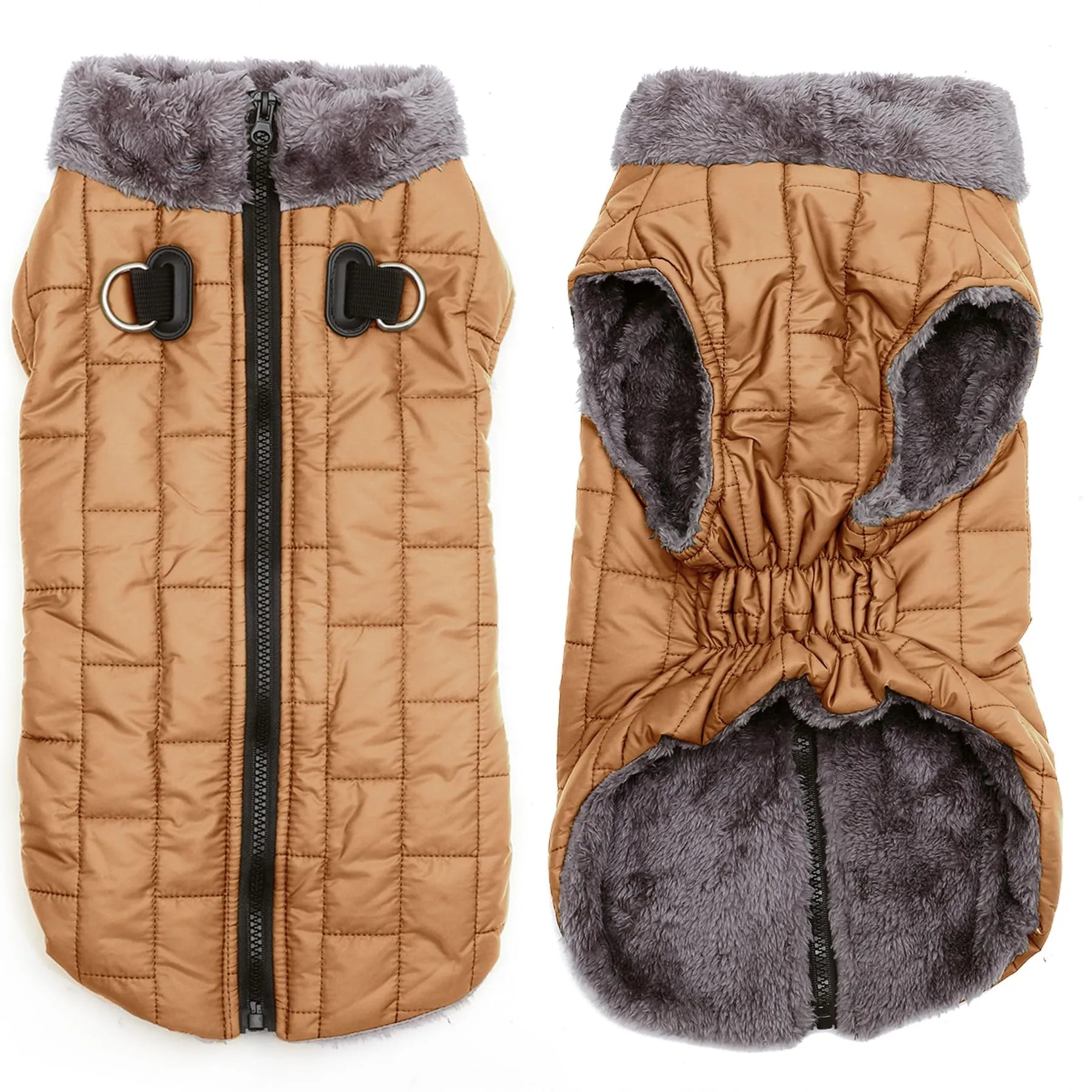 JoyDaog Cappottino per cani in pile impermeabile con pettorina integrata, Cachi, Taglia L - immagine 1