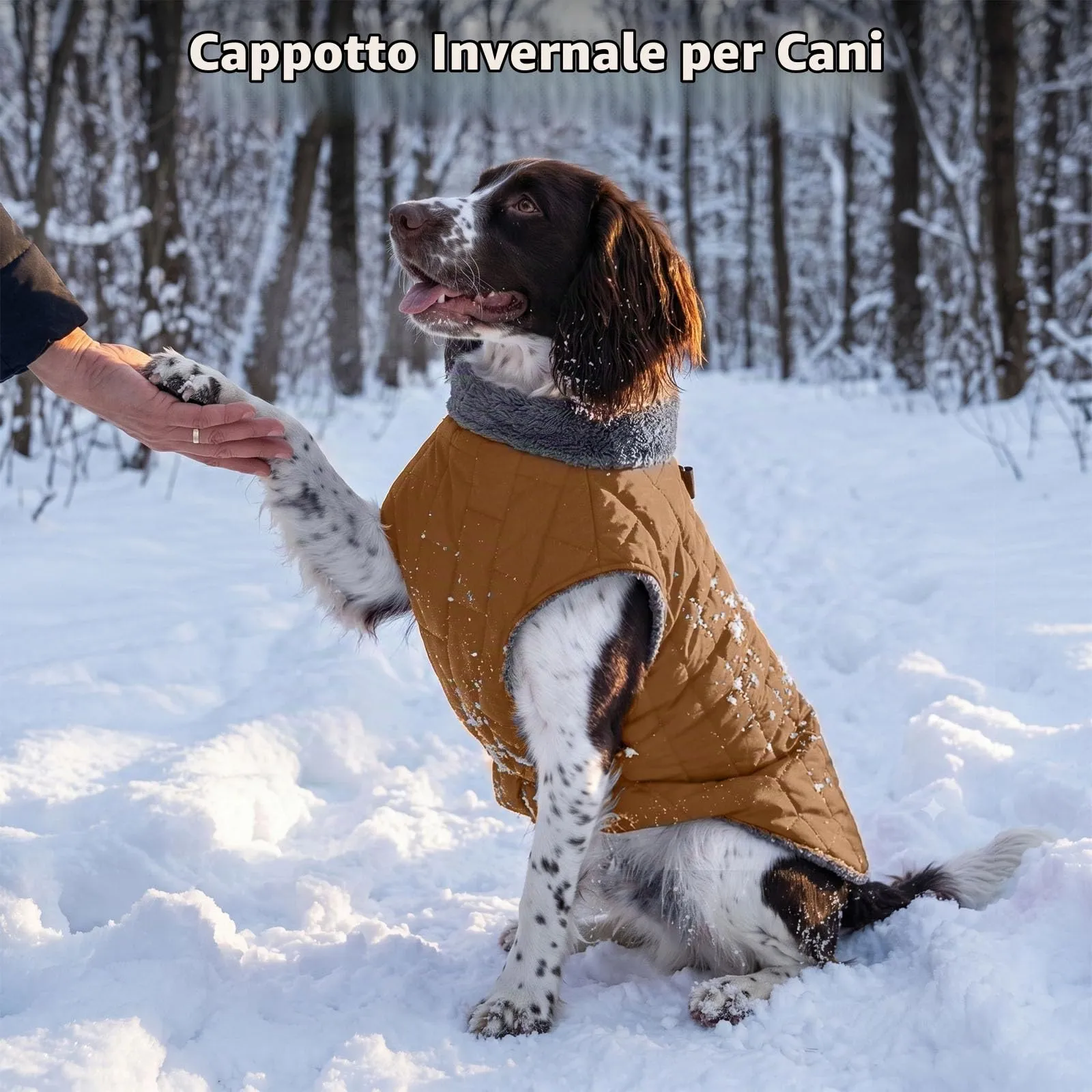 JoyDaog Cappottino per cani in pile impermeabile con pettorina integrata, Cachi, Taglia L - immagine 2