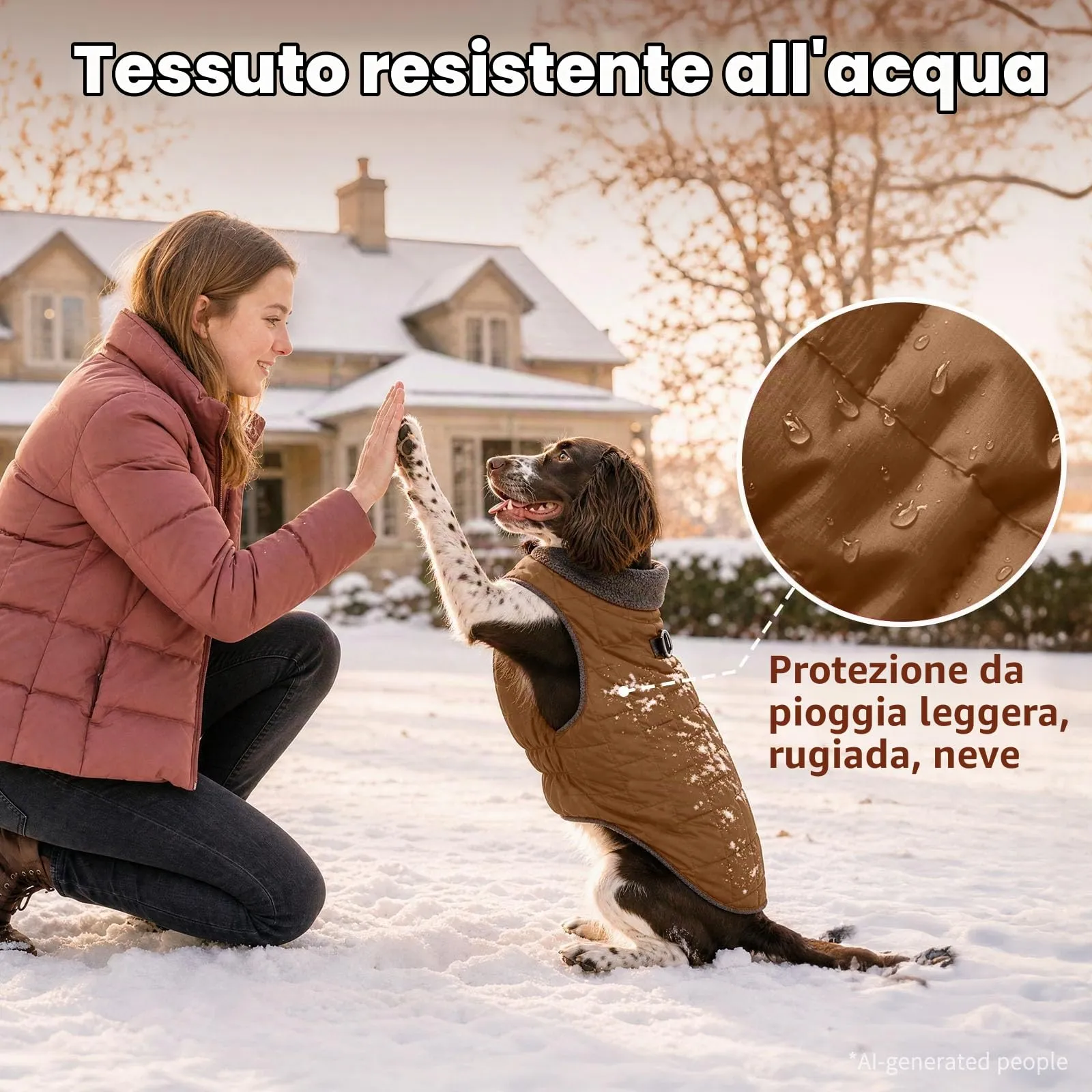 JoyDaog Cappottino per cani in pile impermeabile con pettorina integrata, Cachi, Taglia L - immagine 5