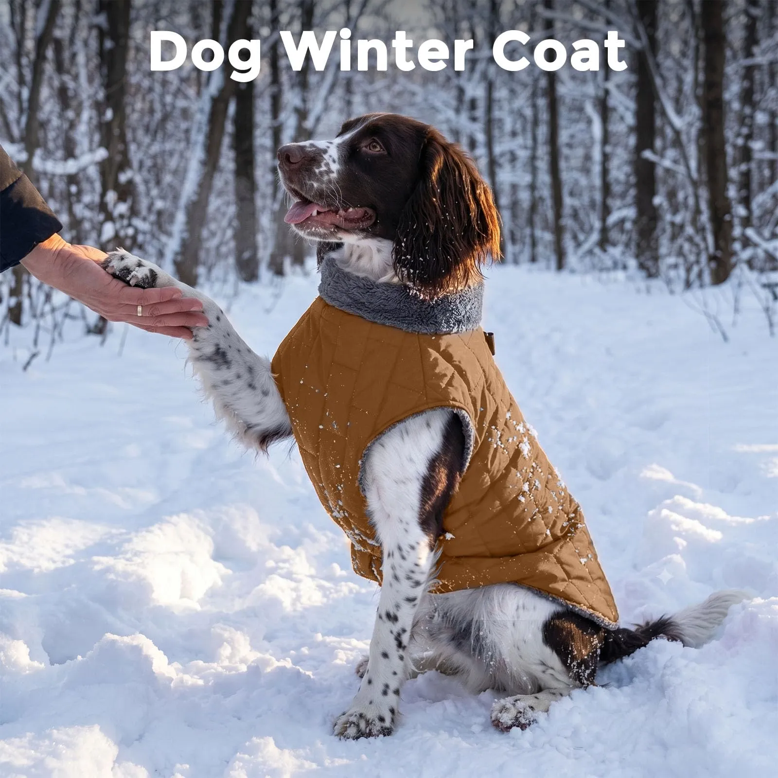 JoyDaog Cappotto in pile impermeabile per cani con imbracatura e anello a D, Kaki Brunito, XL - immagine 2