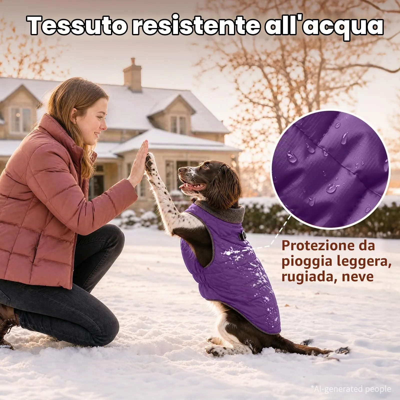 JoyDaog Cappottino in Pile Impermeabile per Cani di Piccola Taglia con Imbracatura Integrata, Viola, S - immagine 5