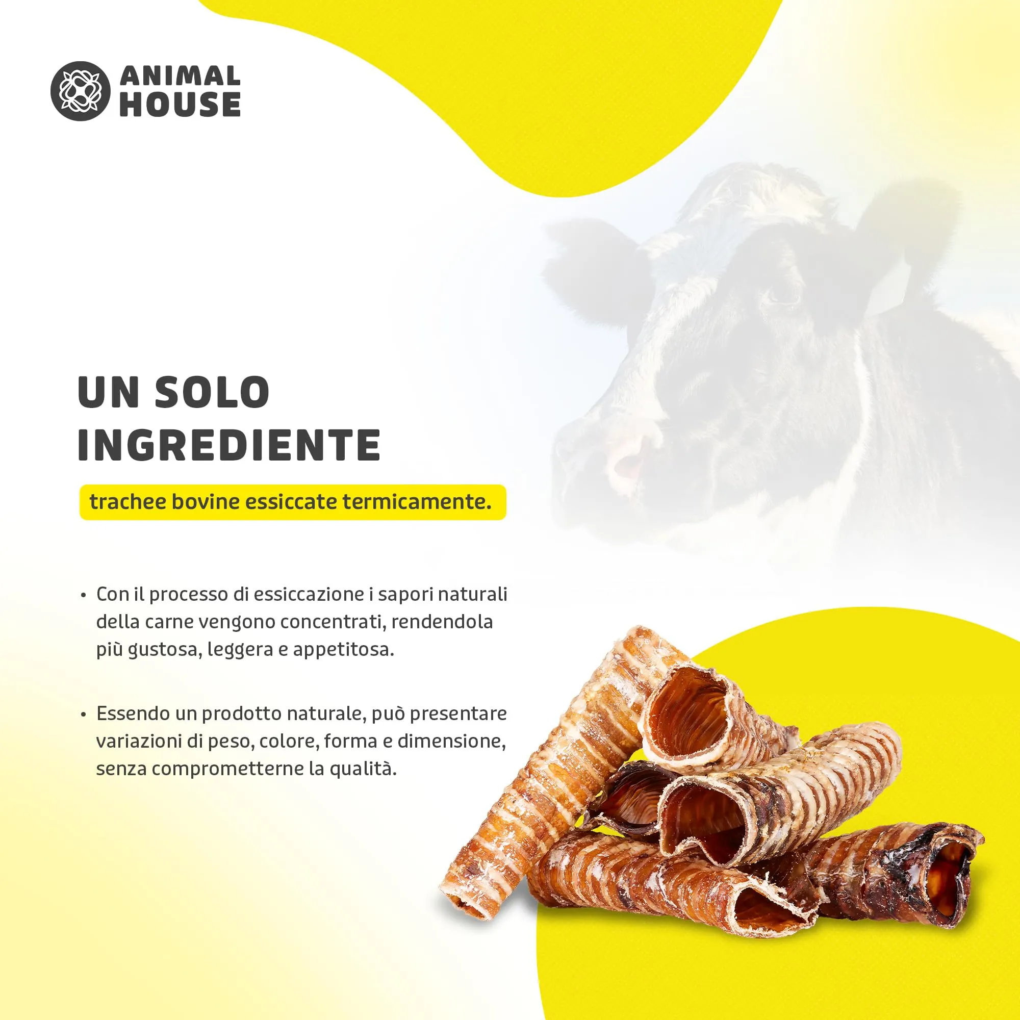 Animal House Snack Naturale per Cani BARF Trachee Bovine, 500 g - immagine 6